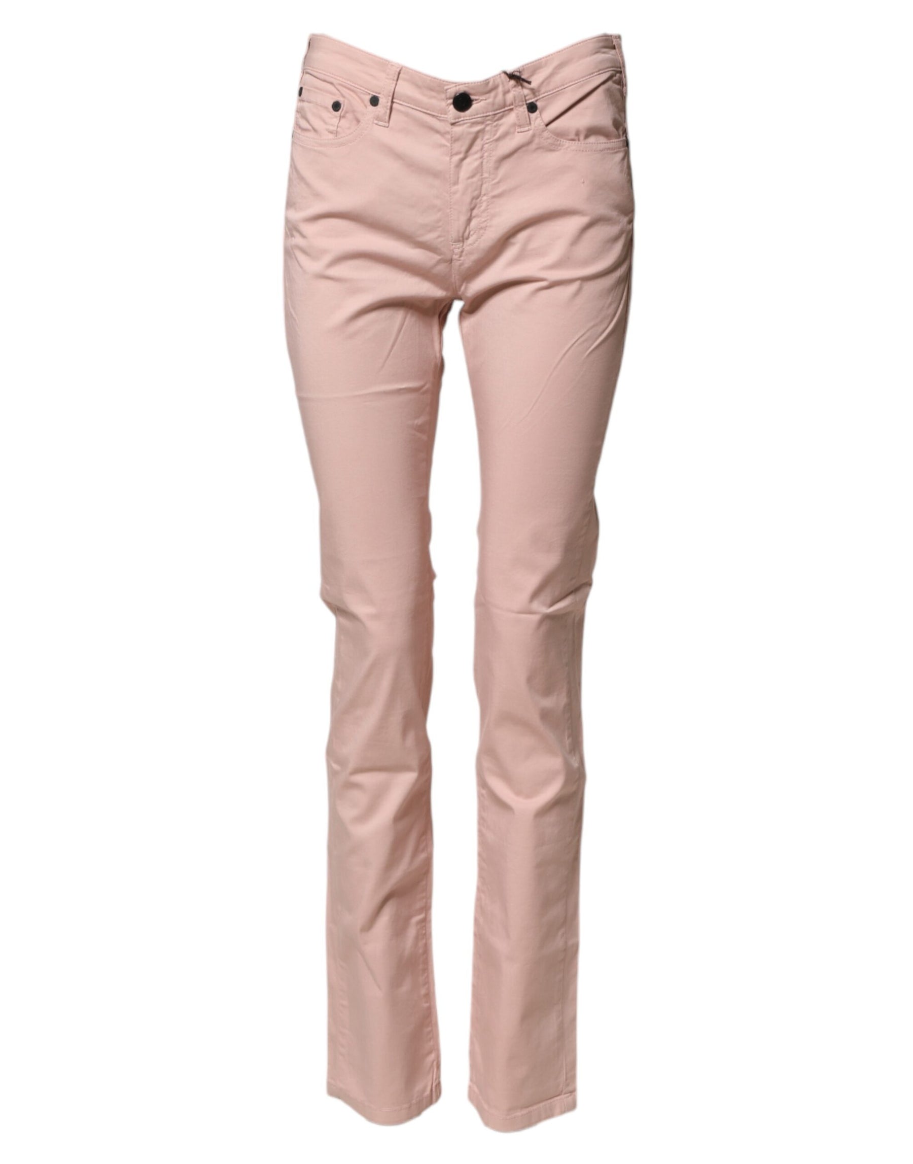 Ballantyne Light Pink Cotton Mid Waist Skinny Fit Denim Jeans | Regal Royce