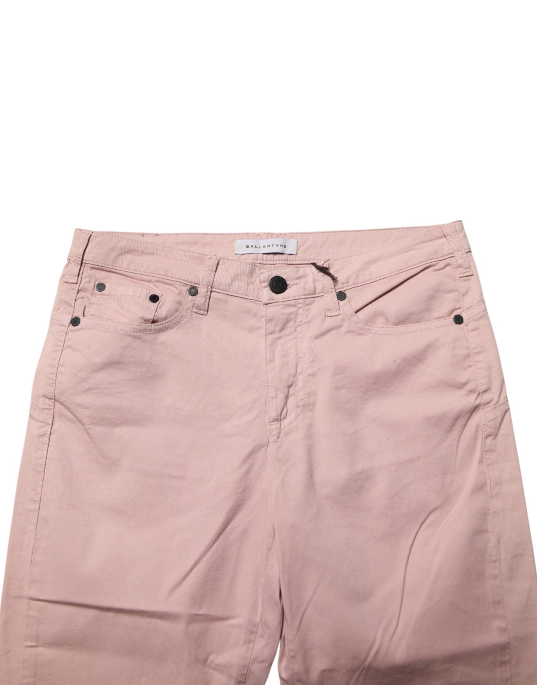 Ballantyne Light Pink Cotton Mid Waist Skinny Fit Denim Jeans | Regal Royce