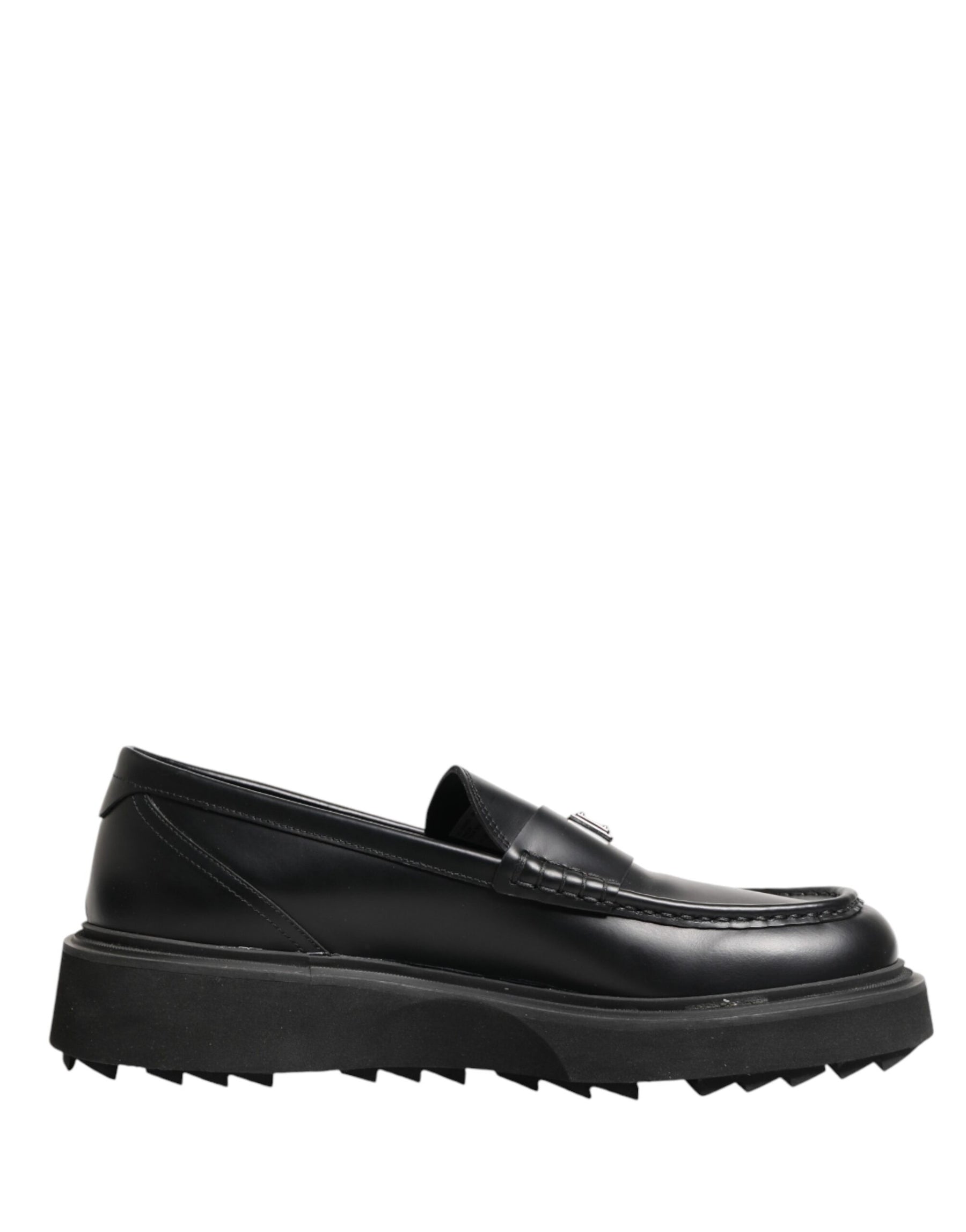 Dolce & Gabbana Black Leather DG Plaque Loafers Dress Shoes | Regal Royce