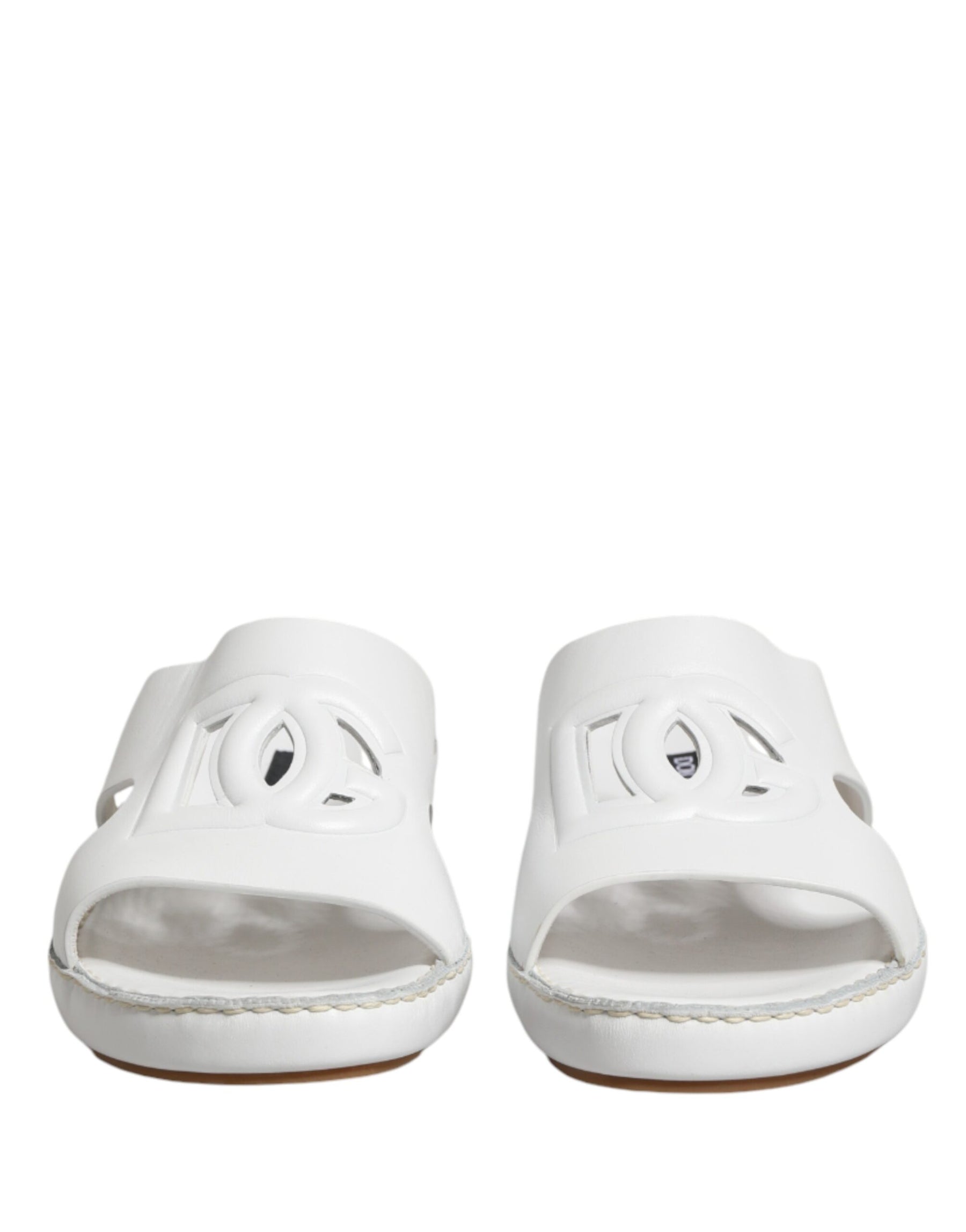 Dolce & Gabbana White DG Cutout Slides Slippers Flats Shoes | Regal Royce
