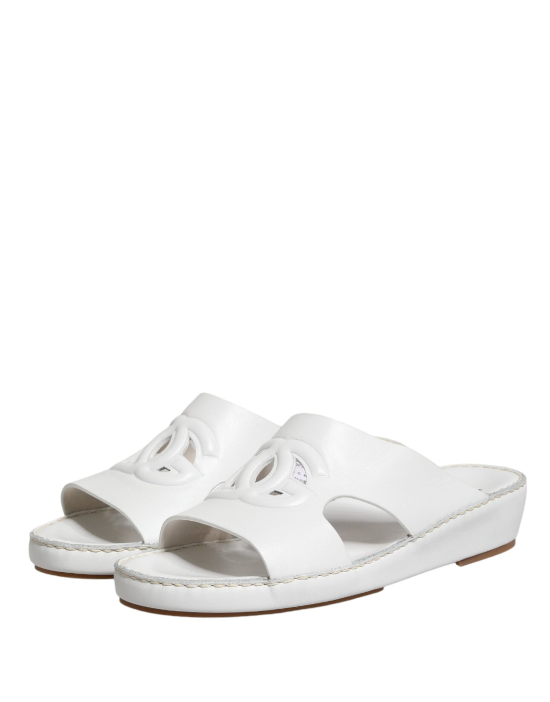 Dolce & Gabbana White DG Cutout Slides Slippers Flats Shoes | Regal Royce