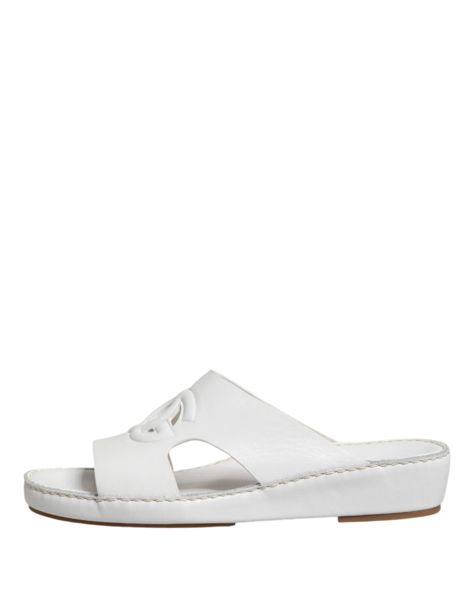 Dolce & Gabbana White DG Cutout Slides Slippers Flats Shoes | Regal Royce