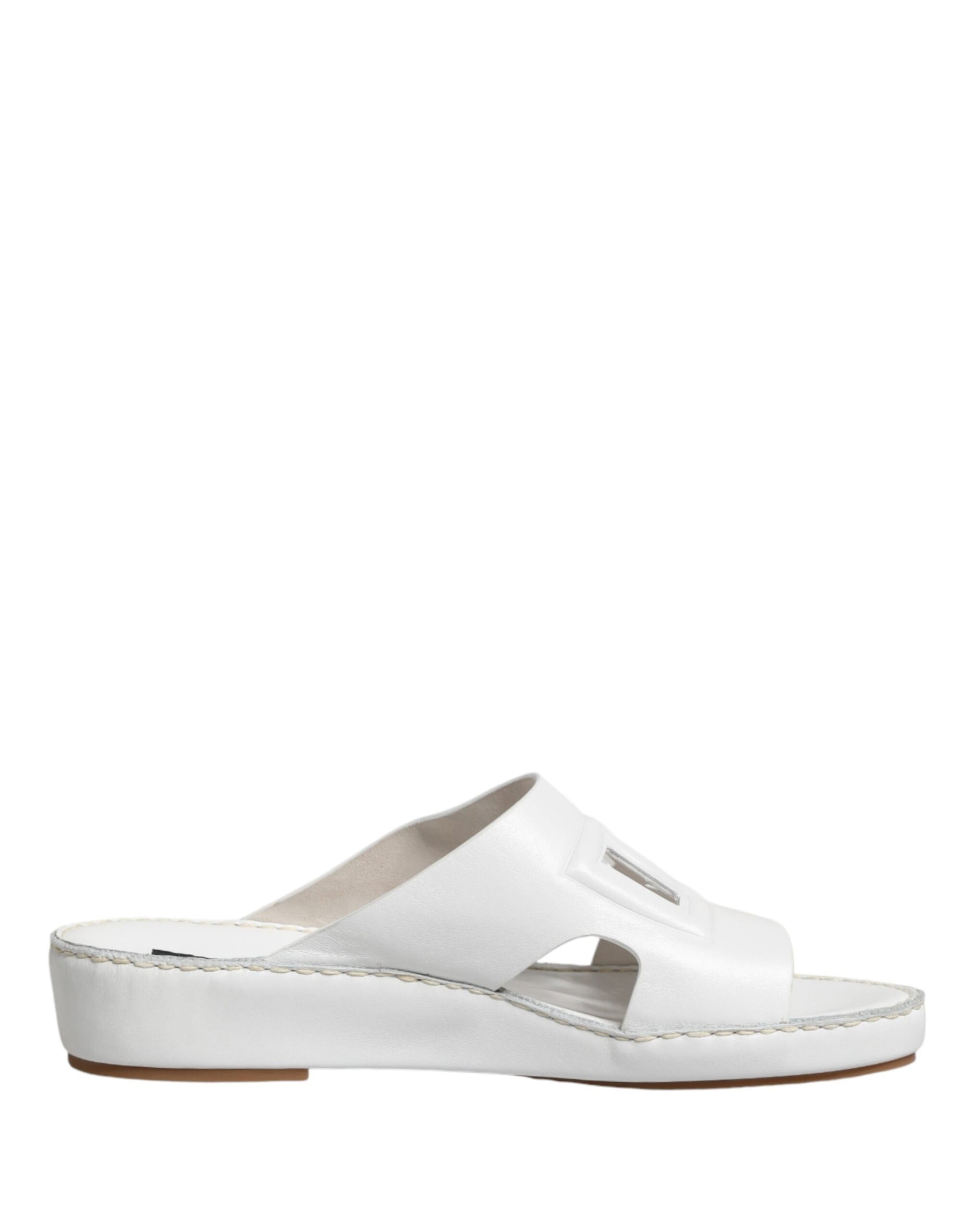 Dolce & Gabbana White DG Cutout Slides Slippers Flats Shoes | Regal Royce