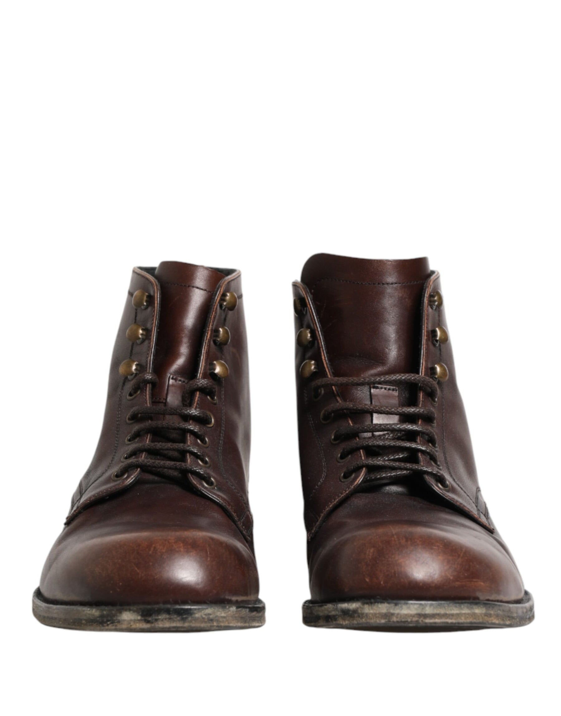 Dolce & Gabbana Brown Lace Up Short Ankle Boots Men Shoes | Regal Royce