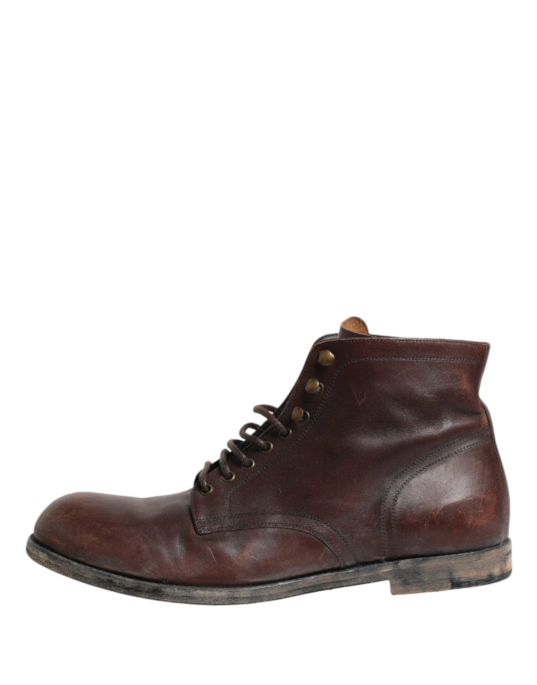 Dolce & Gabbana Brown Lace Up Short Ankle Boots Men Shoes | Regal Royce