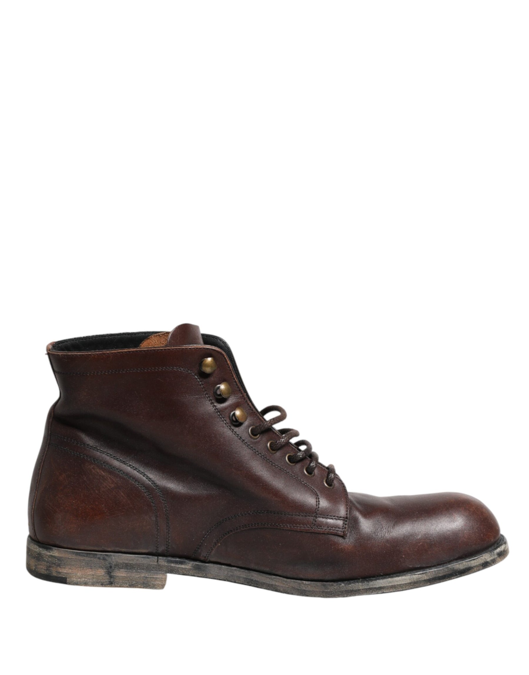 Dolce & Gabbana Brown Lace Up Short Ankle Boots Men Shoes | Regal Royce