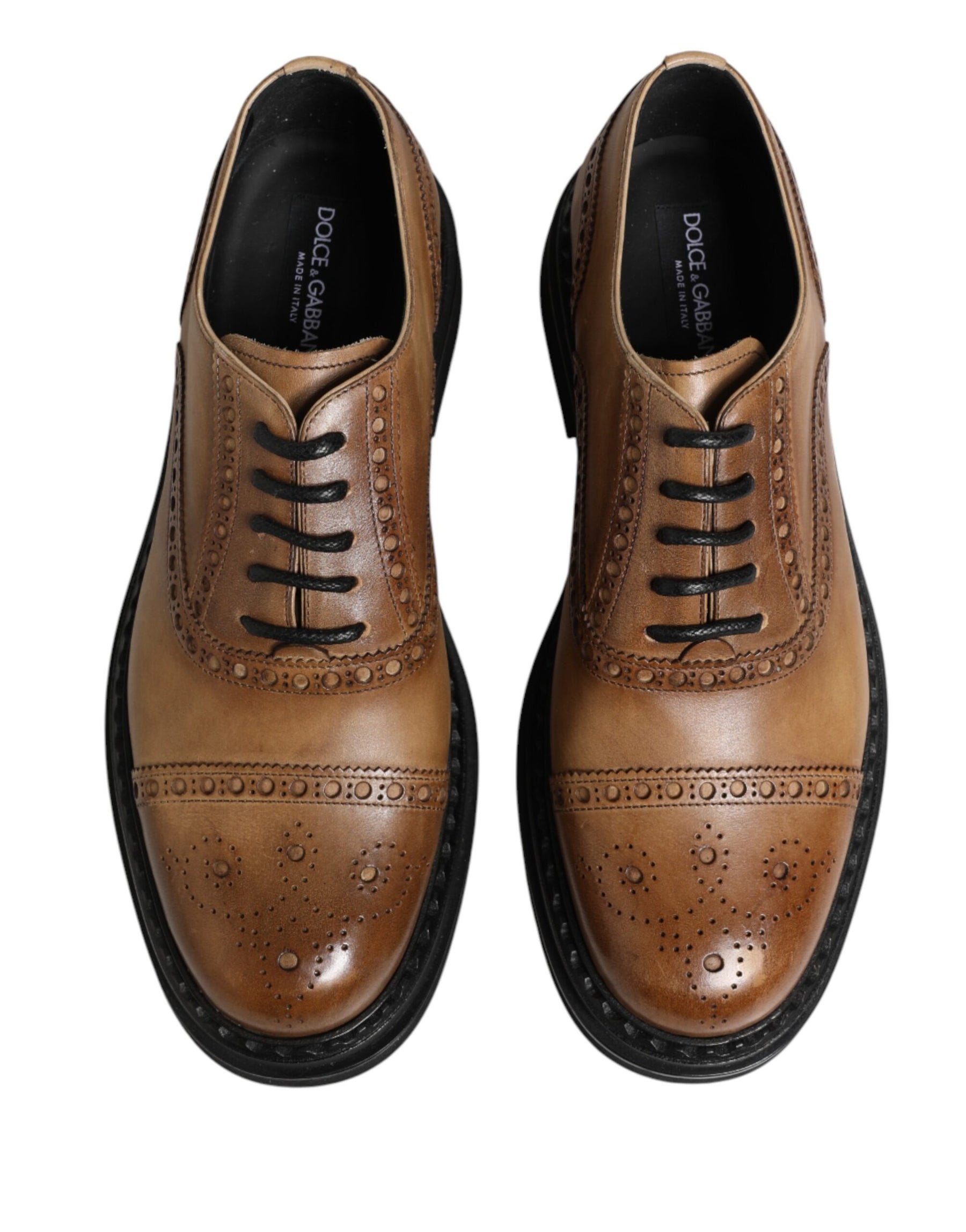 Dolce & Gabbana Brown Lace Up Leather Brogue Derby Men Shoes | Regal Royce