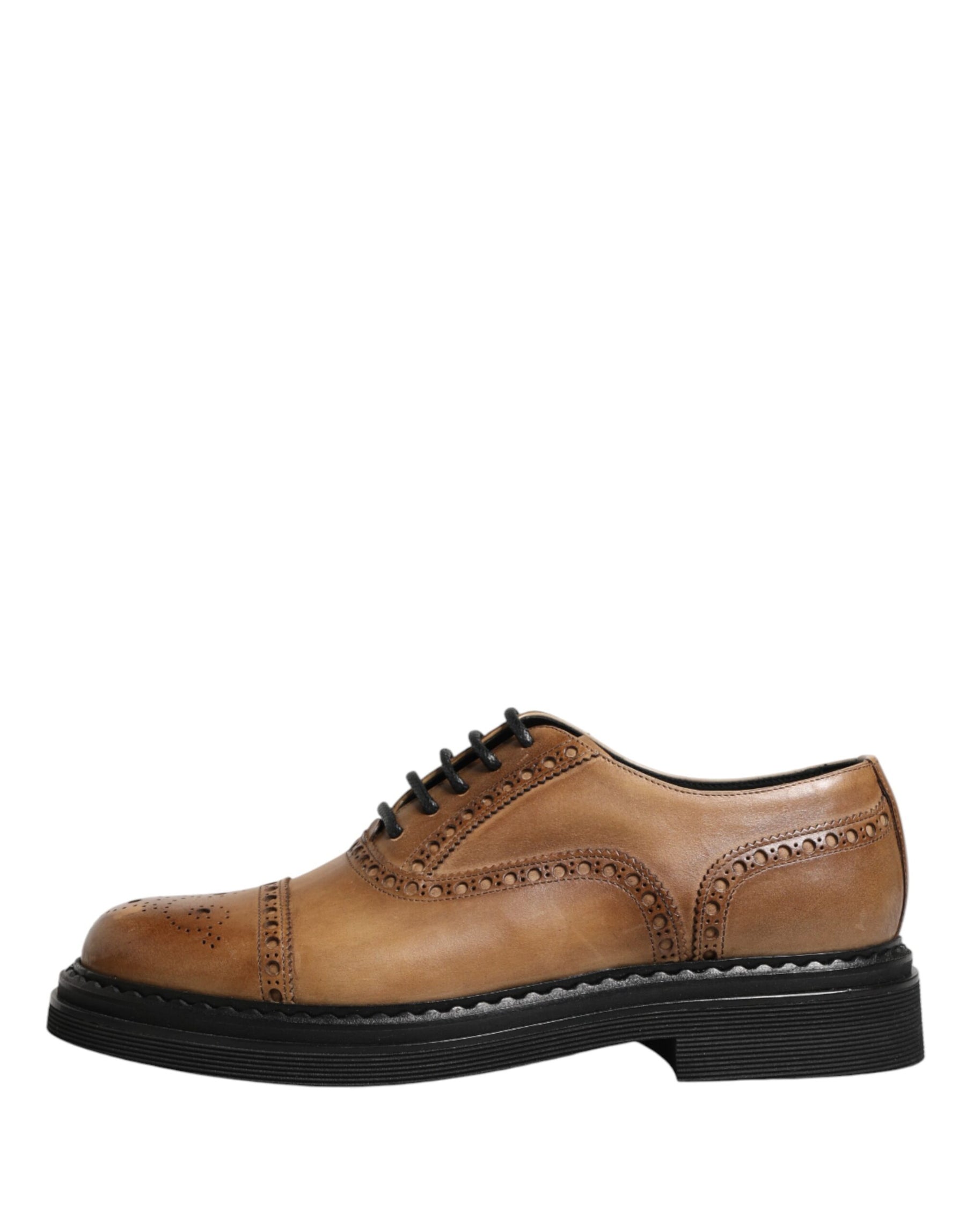 Dolce & Gabbana Brown Lace Up Leather Brogue Derby Men Shoes | Regal Royce