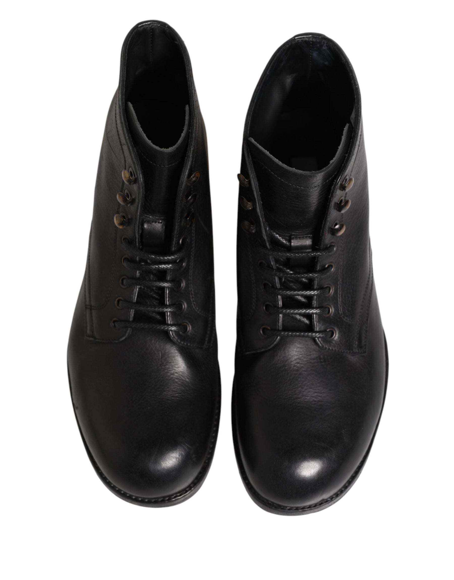 Dolce & Gabbana Black Lace Up Short Ankle Boots Men Shoes | Regal Royce