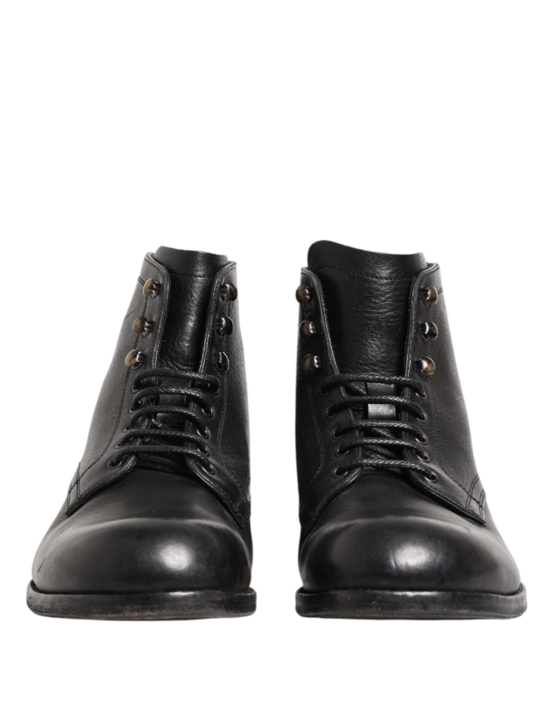 Dolce & Gabbana Black Lace Up Short Ankle Boots Men Shoes | Regal Royce
