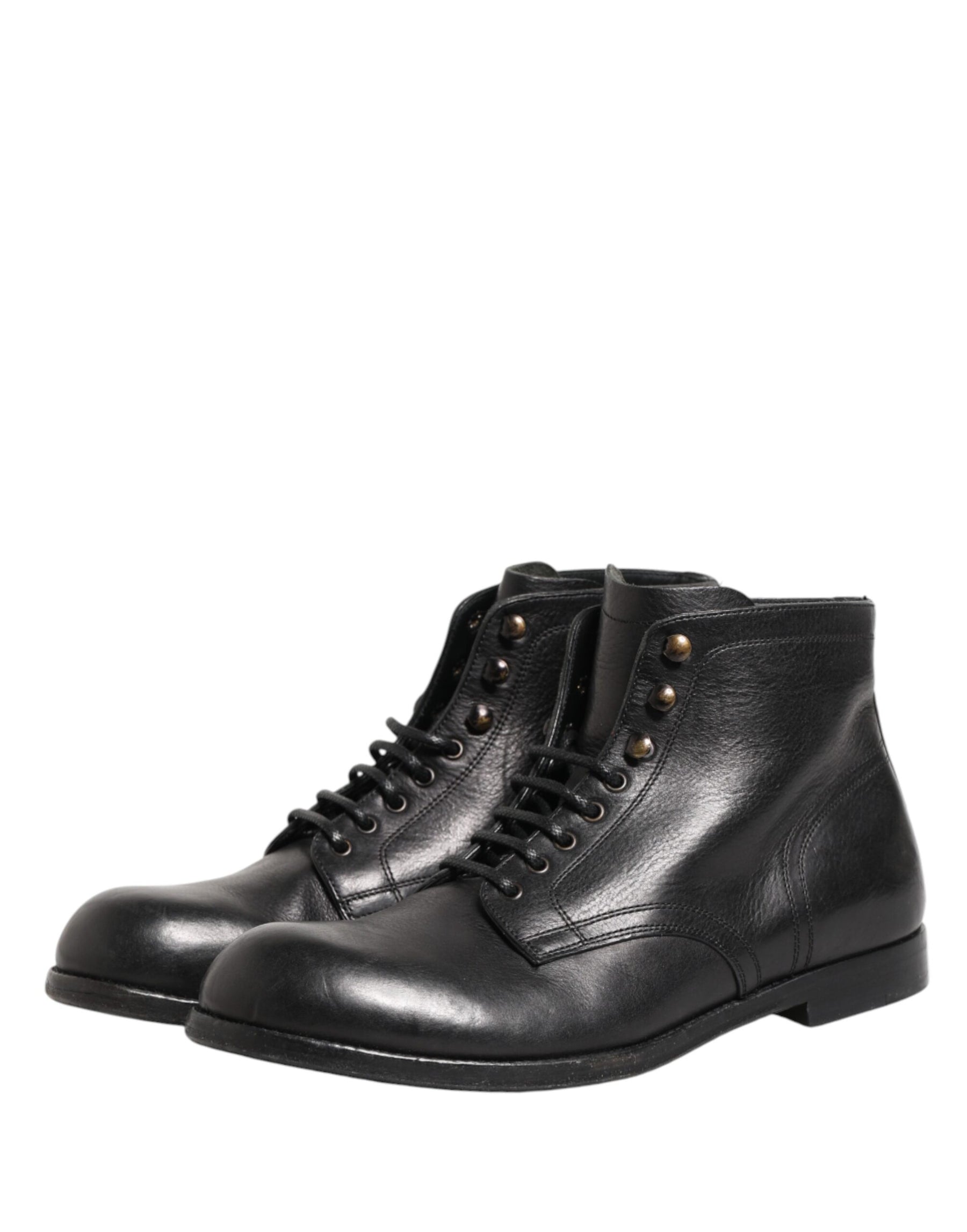Dolce & Gabbana Black Lace Up Short Ankle Boots Men Shoes | Regal Royce