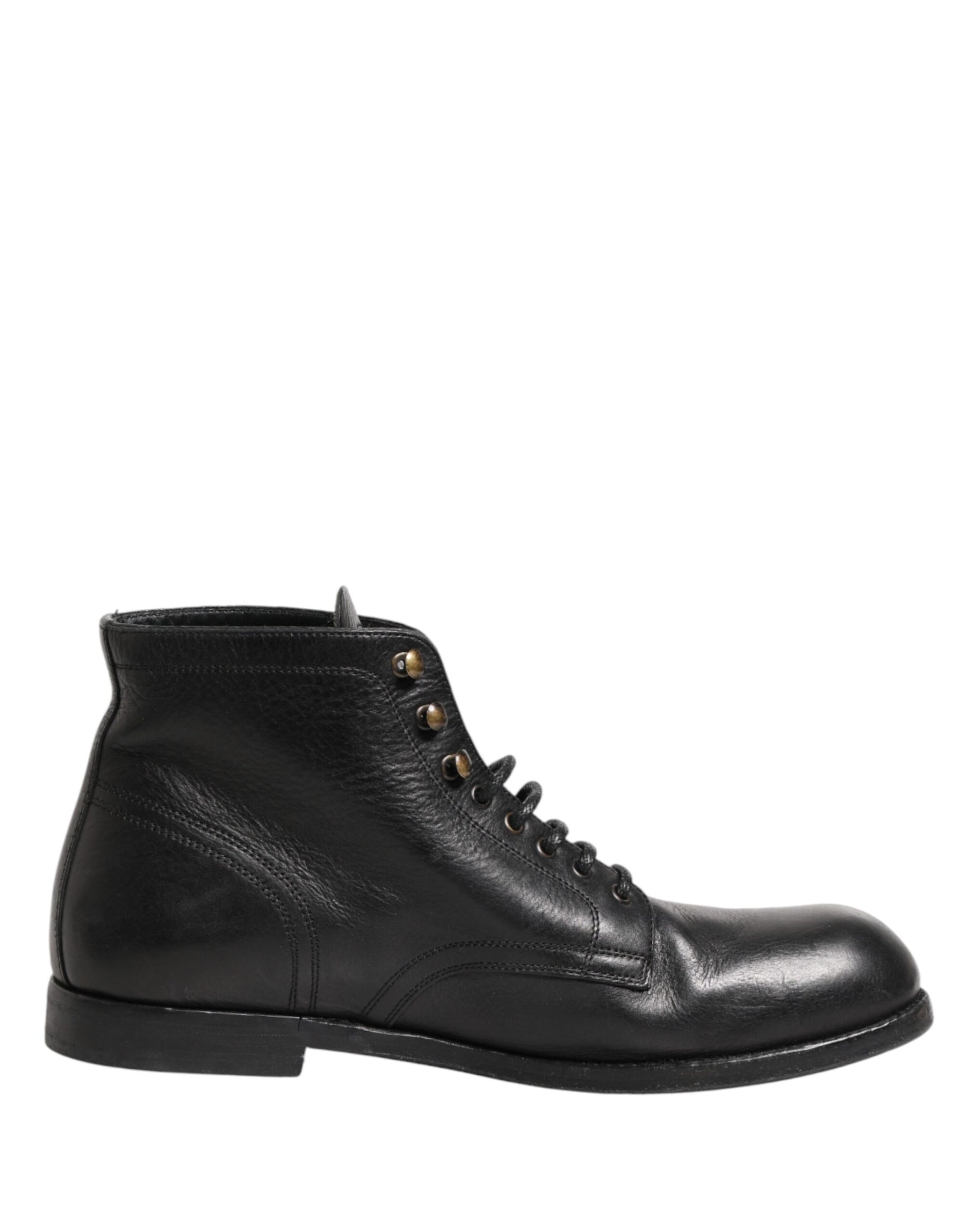 Dolce & Gabbana Black Lace Up Short Ankle Boots Men Shoes | Regal Royce