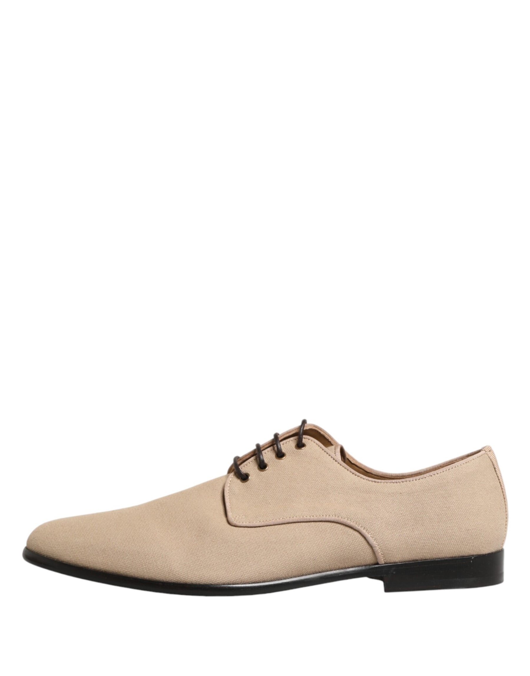 Dolce & Gabbana Beige Canvas Derby Lace Up Dress Men Shoes | Regal Royce