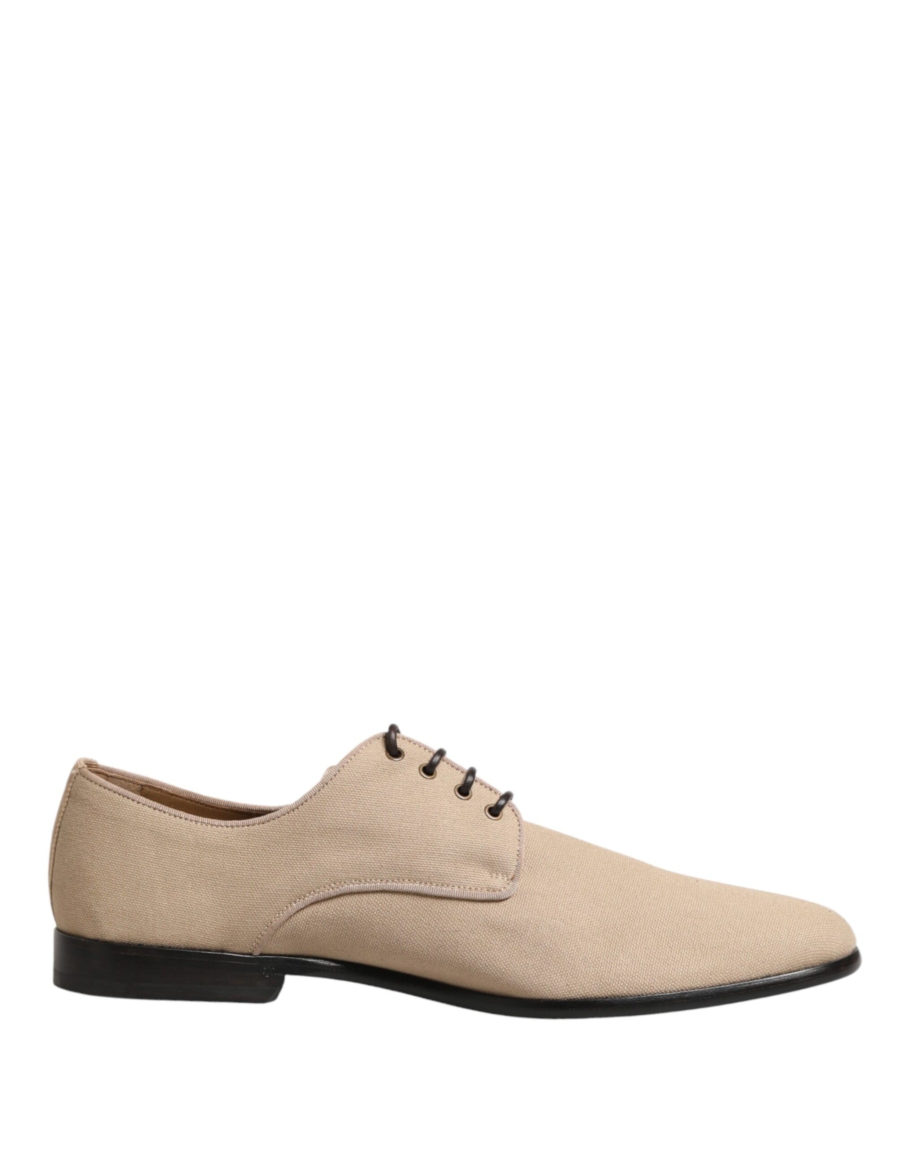 Dolce & Gabbana Beige Canvas Derby Lace Up Dress Men Shoes | Regal Royce