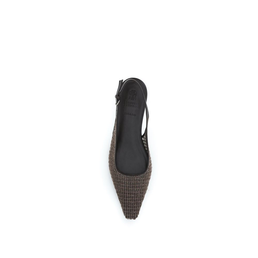 Brunello Cucinelli Brown Leather Ballet Flats | Regal Royce