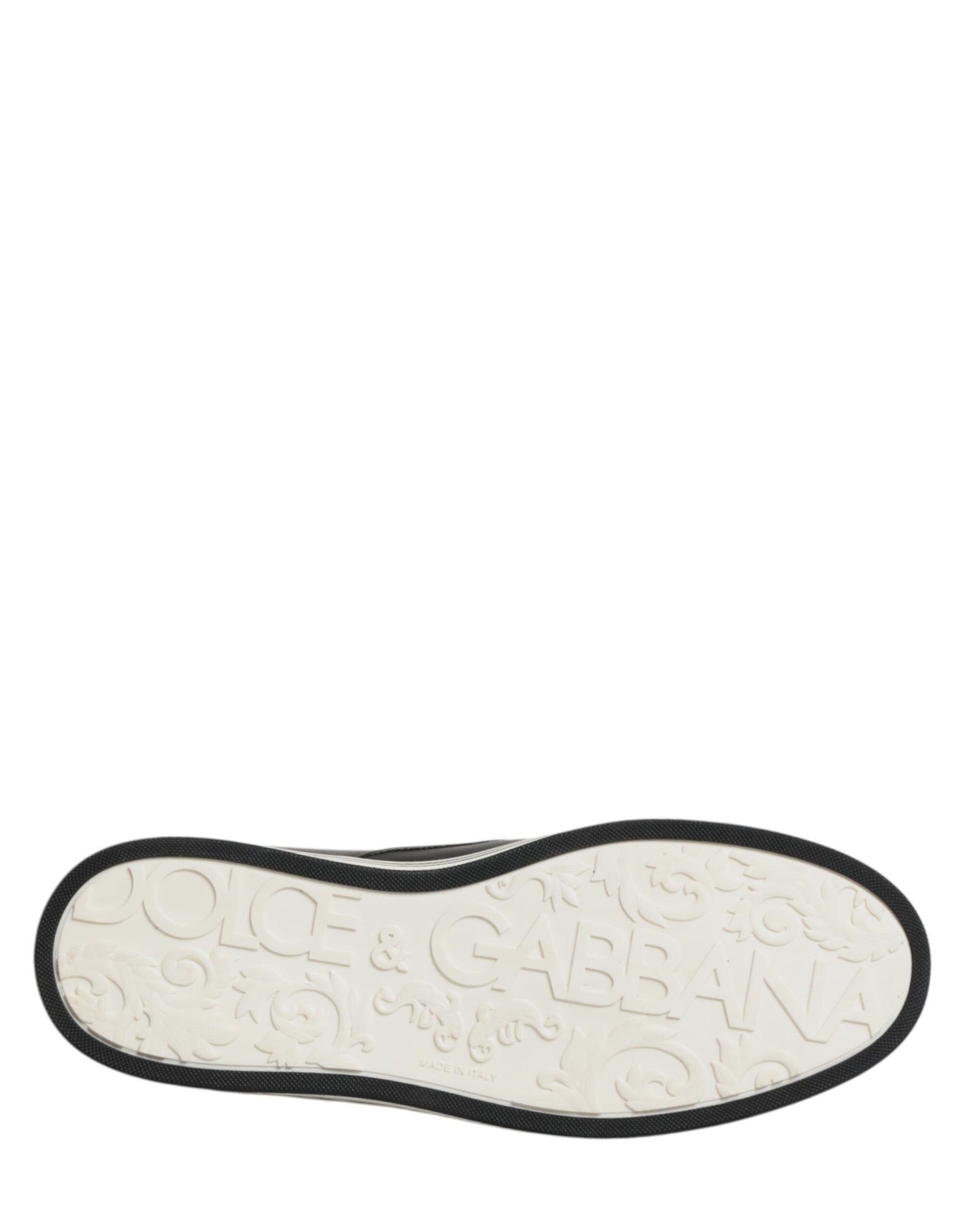 Dolce & Gabbana Black Leather Signature Figures Sneakers Shoes | Regal Royce