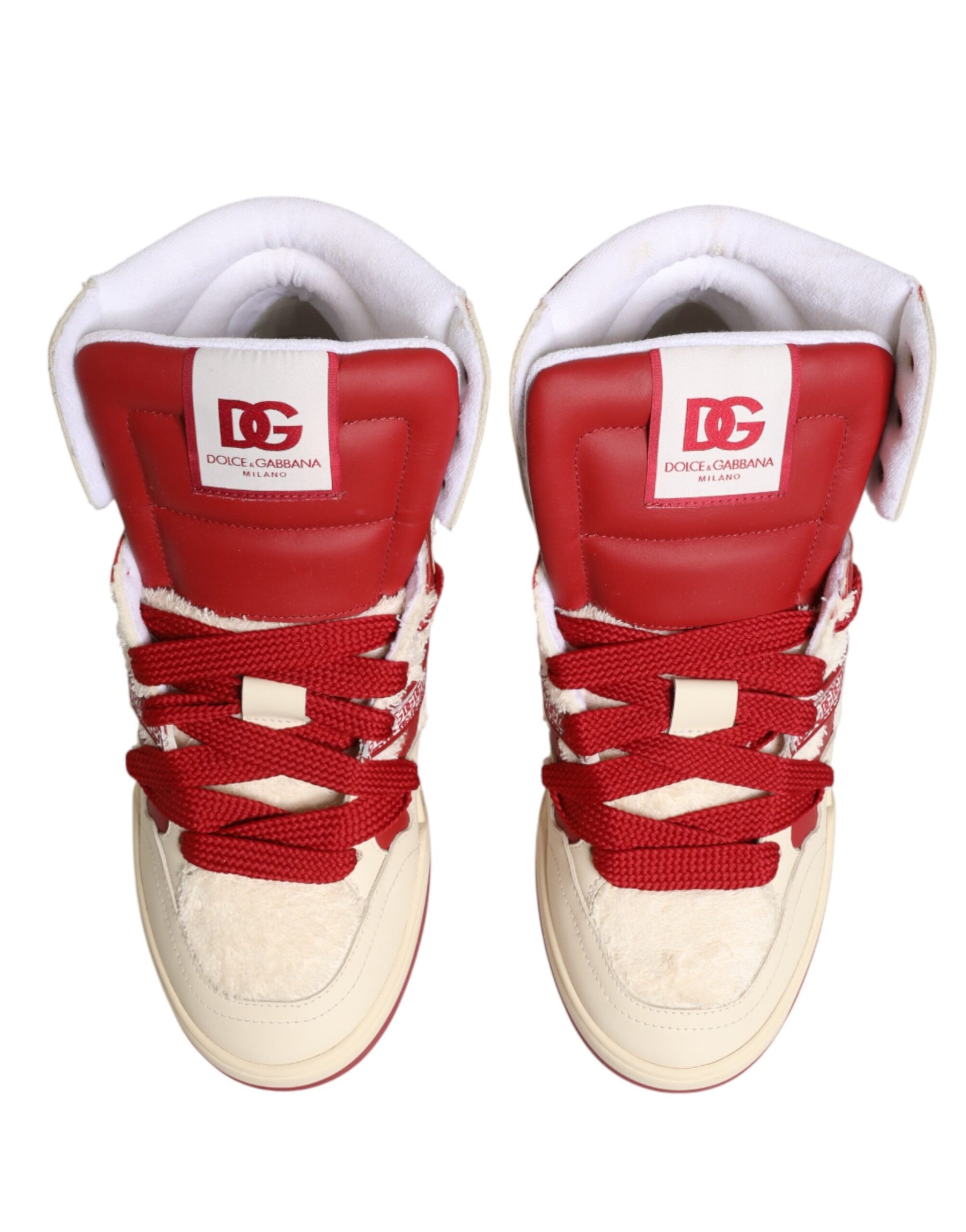 Dolce & Gabbana White Red Custom 2.Zero High Top Men Sneakers Shoes | Regal Royce