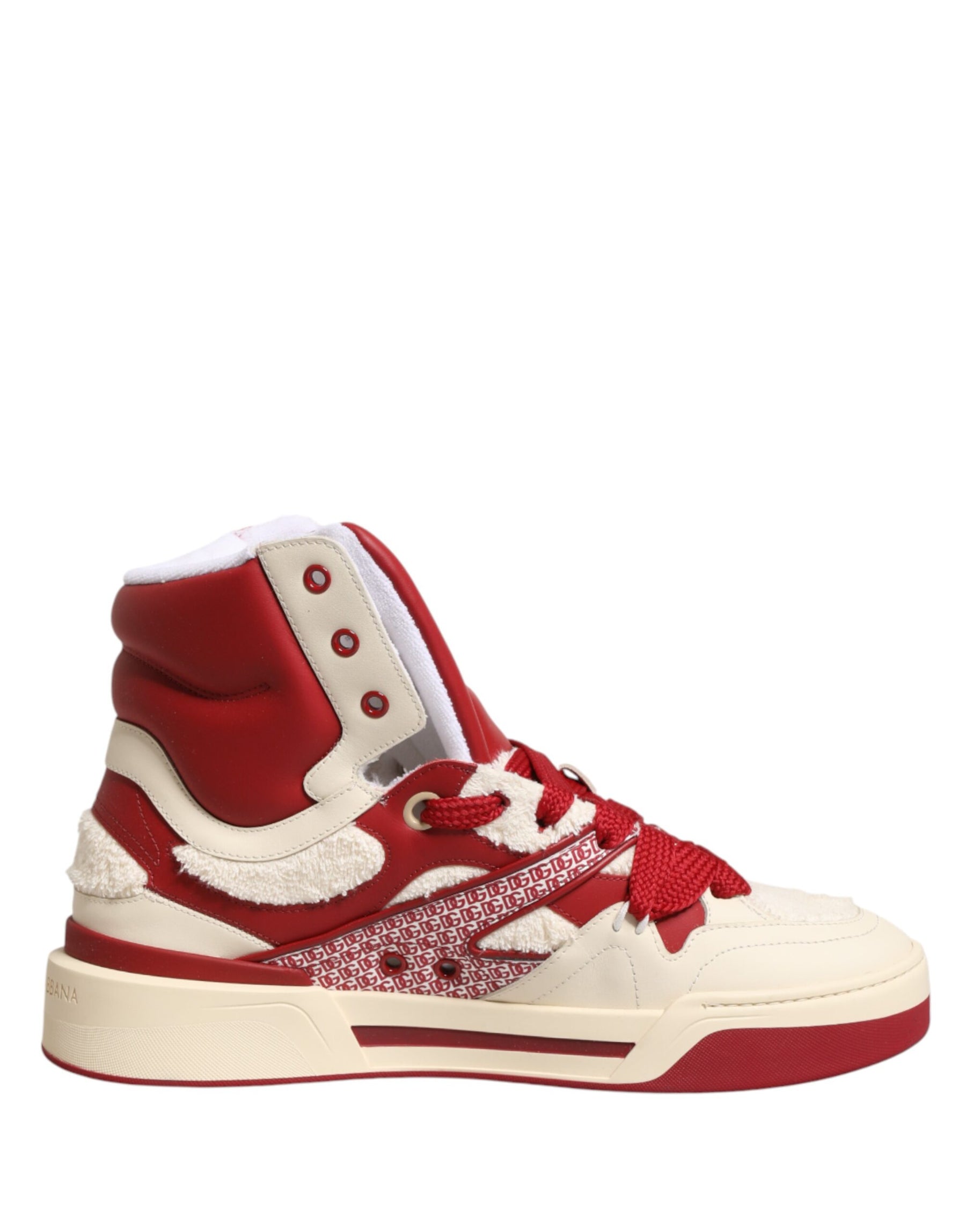 Dolce & Gabbana White Red Custom 2.Zero High Top Men Sneakers Shoes | Regal Royce