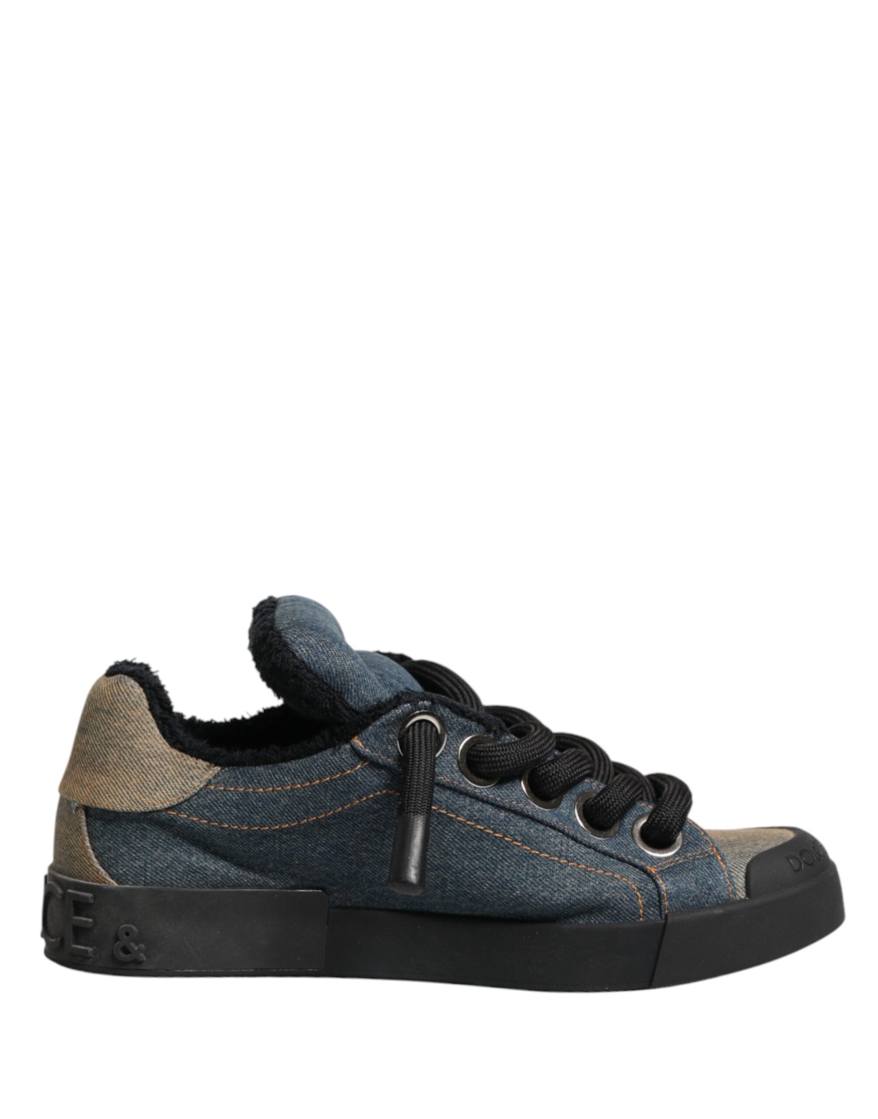 Dolce & Gabbana Multicolor Color Block Denim Low Top Sneakers Shoes | Regal Royce
