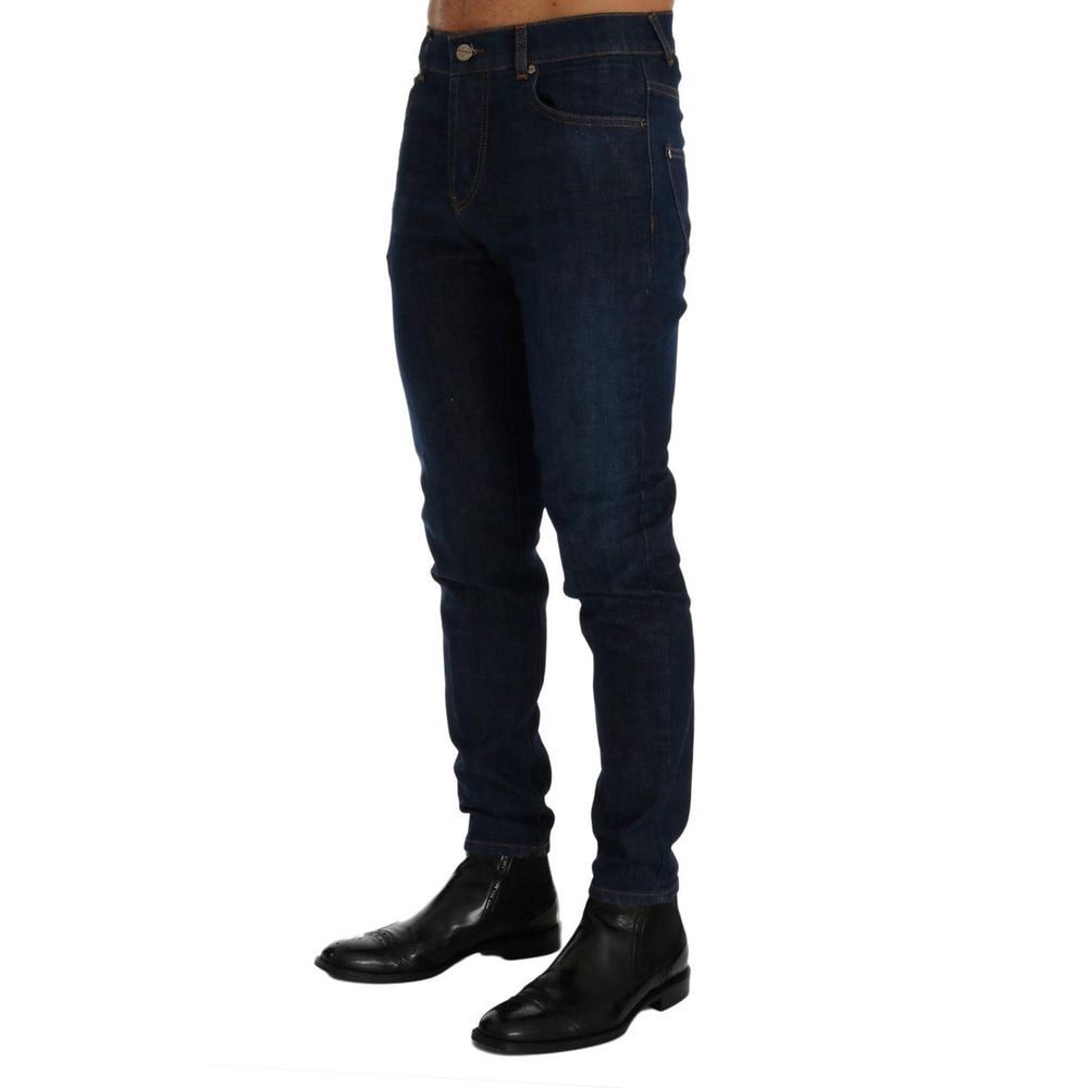 Frankie Morello Blue Cotton Slim Fit Jeans | Regal Royce