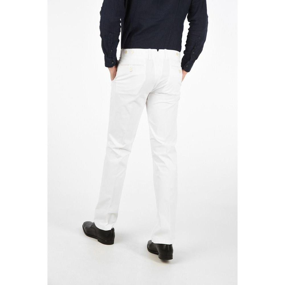 Corneliani White Cotton Chino Pants | Regal Royce