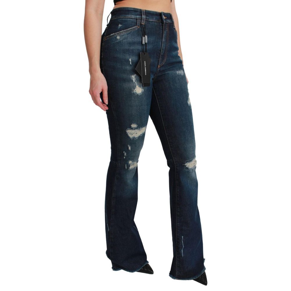 Dolce & Gabbana Blue Cotton Flared Jeans | Regal Royce