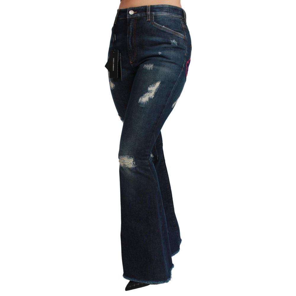 Dolce & Gabbana Blue Cotton Flared Jeans | Regal Royce