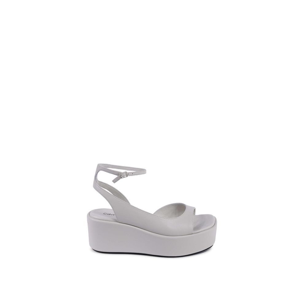 Calvin Klein Beige Leather Platform Sandals | Regal Royce