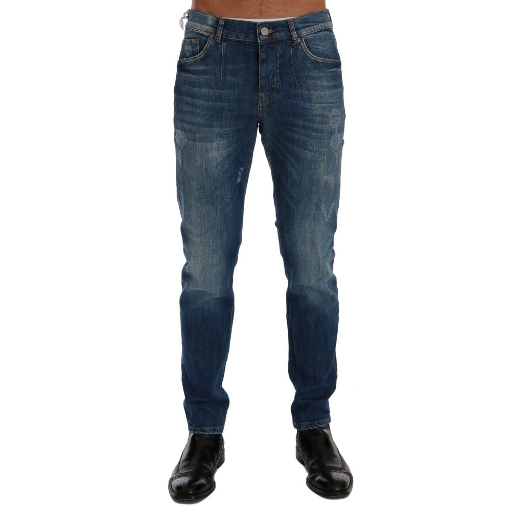 Frankie Morello Blue Cotton Slim Fit Jeans | Regal Royce