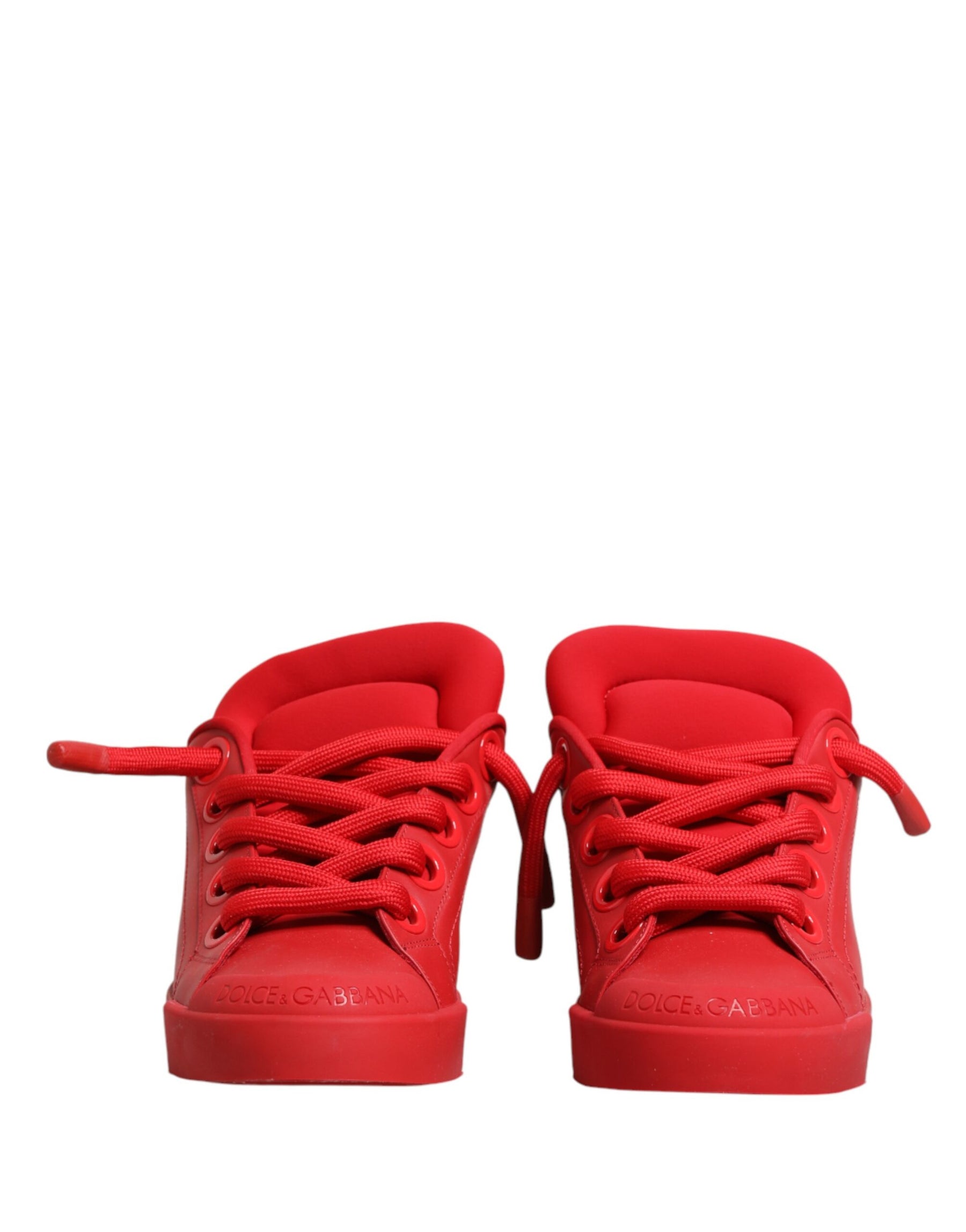 Dolce & Gabbana Red Leather Lace Up Low Top Sneakers Shoes | Regal Royce