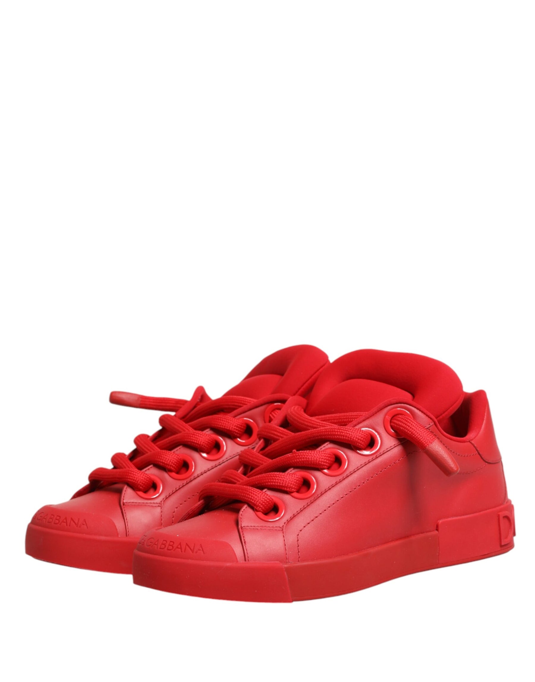 Dolce & Gabbana Red Leather Lace Up Low Top Sneakers Shoes | Regal Royce