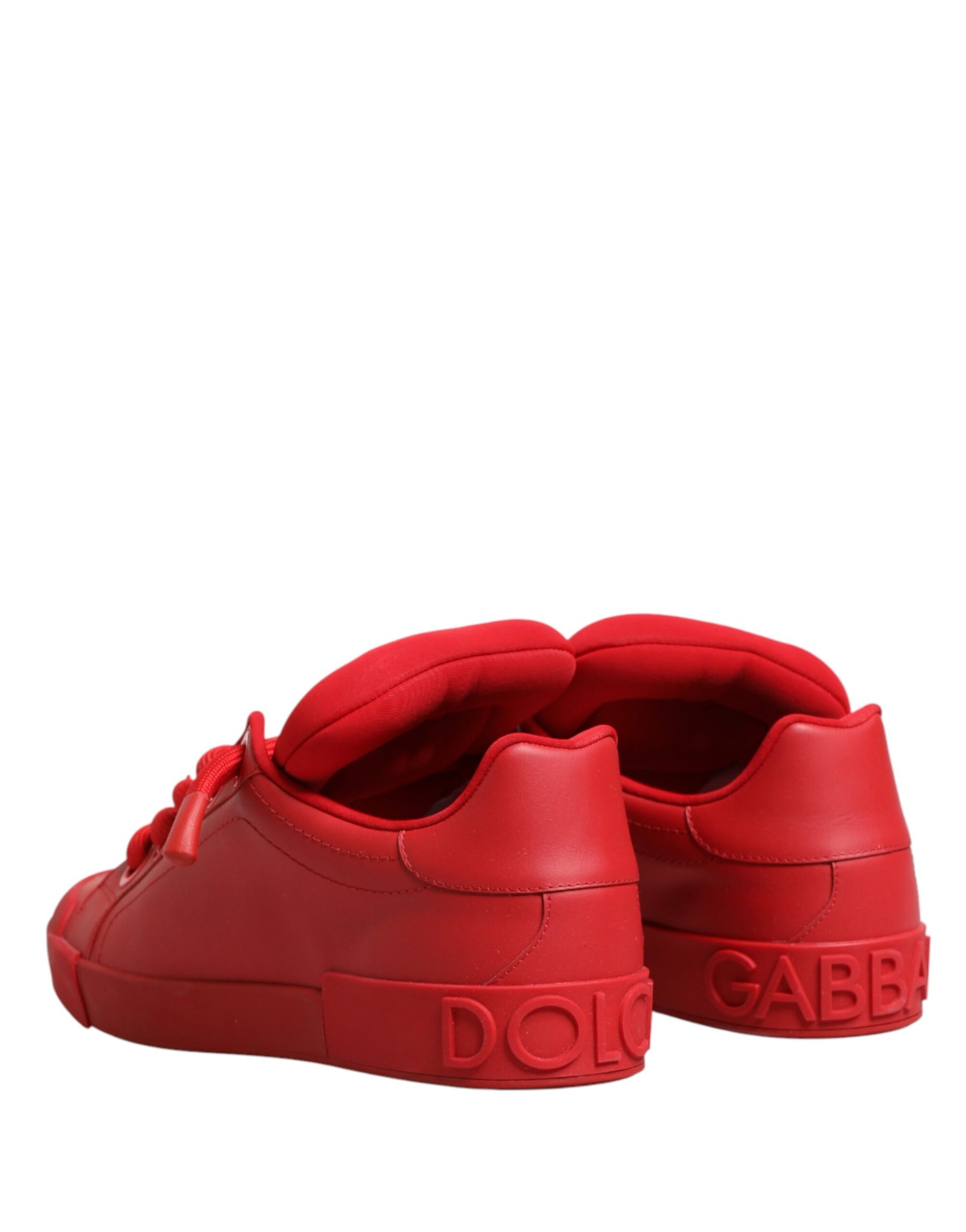 Dolce & Gabbana Red Leather Lace Up Low Top Sneakers Shoes | Regal Royce