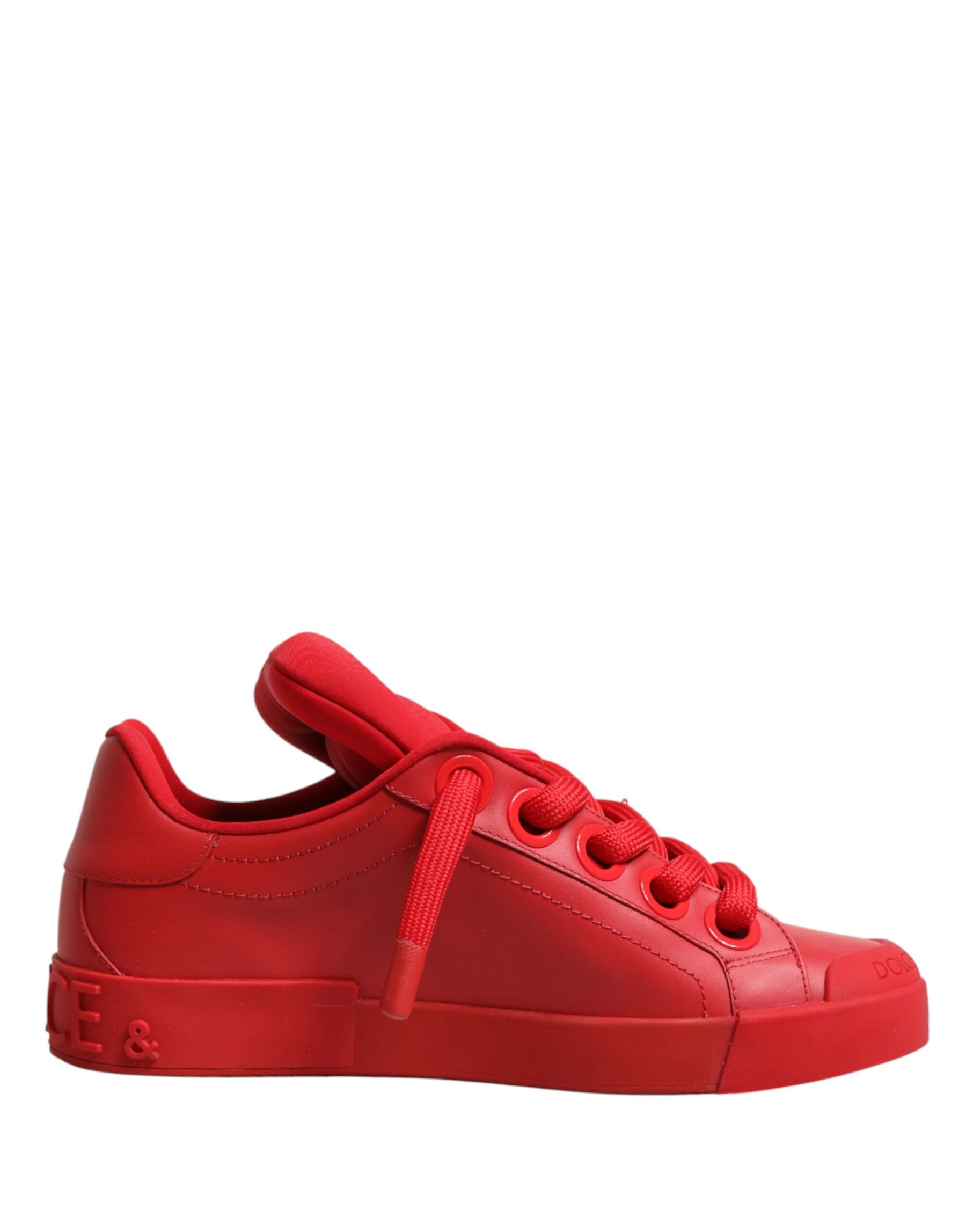 Dolce & Gabbana Red Leather Lace Up Low Top Sneakers Shoes | Regal Royce