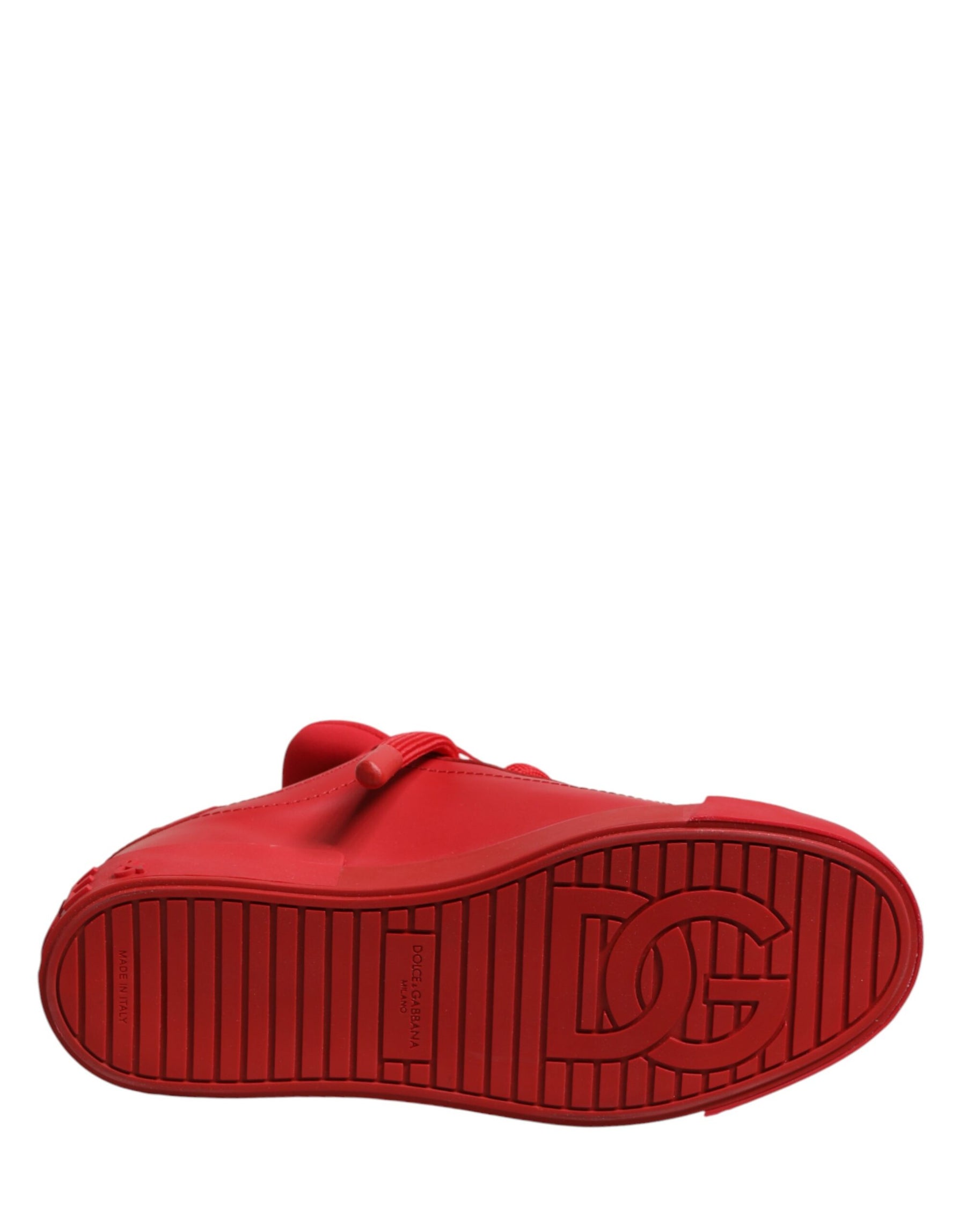 Dolce & Gabbana Red Leather Lace Up Low Top Sneakers Shoes | Regal Royce