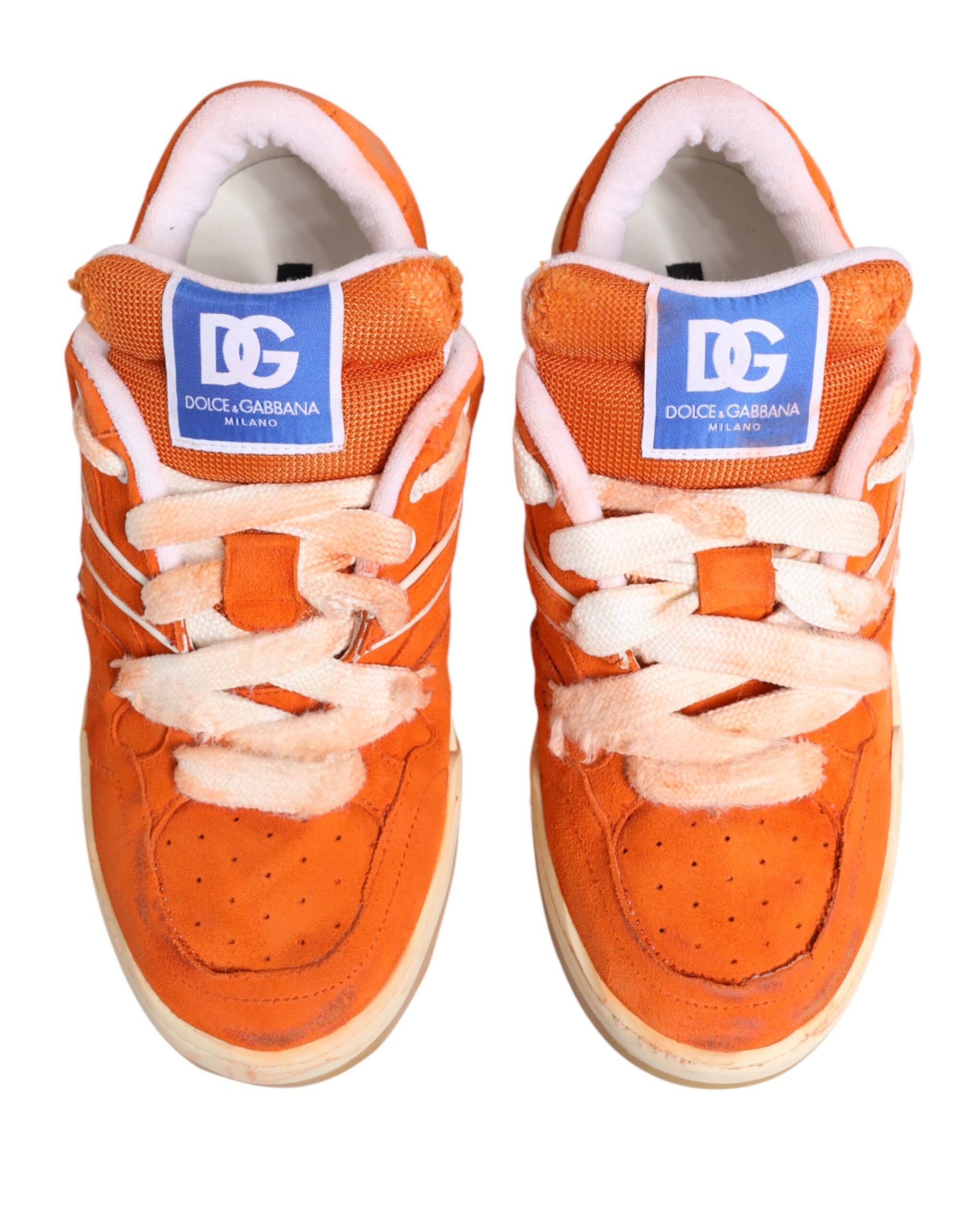 Dolce & Gabbana Orange Suede New Roma Low Top Sneakers Shoes | Regal Royce