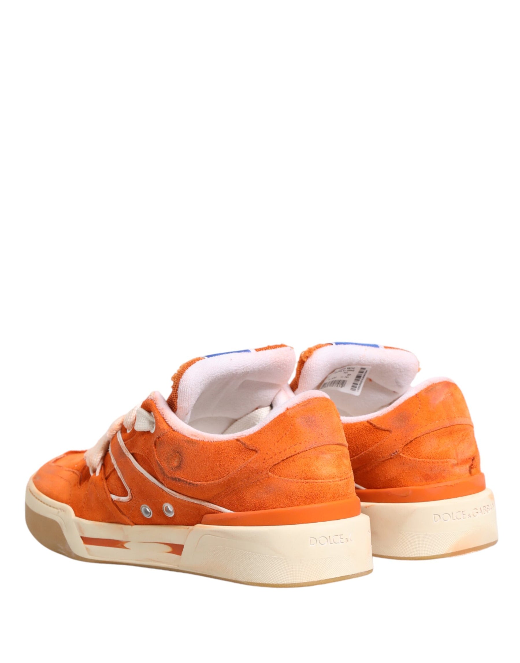 Dolce & Gabbana Orange Suede New Roma Low Top Sneakers Shoes | Regal Royce