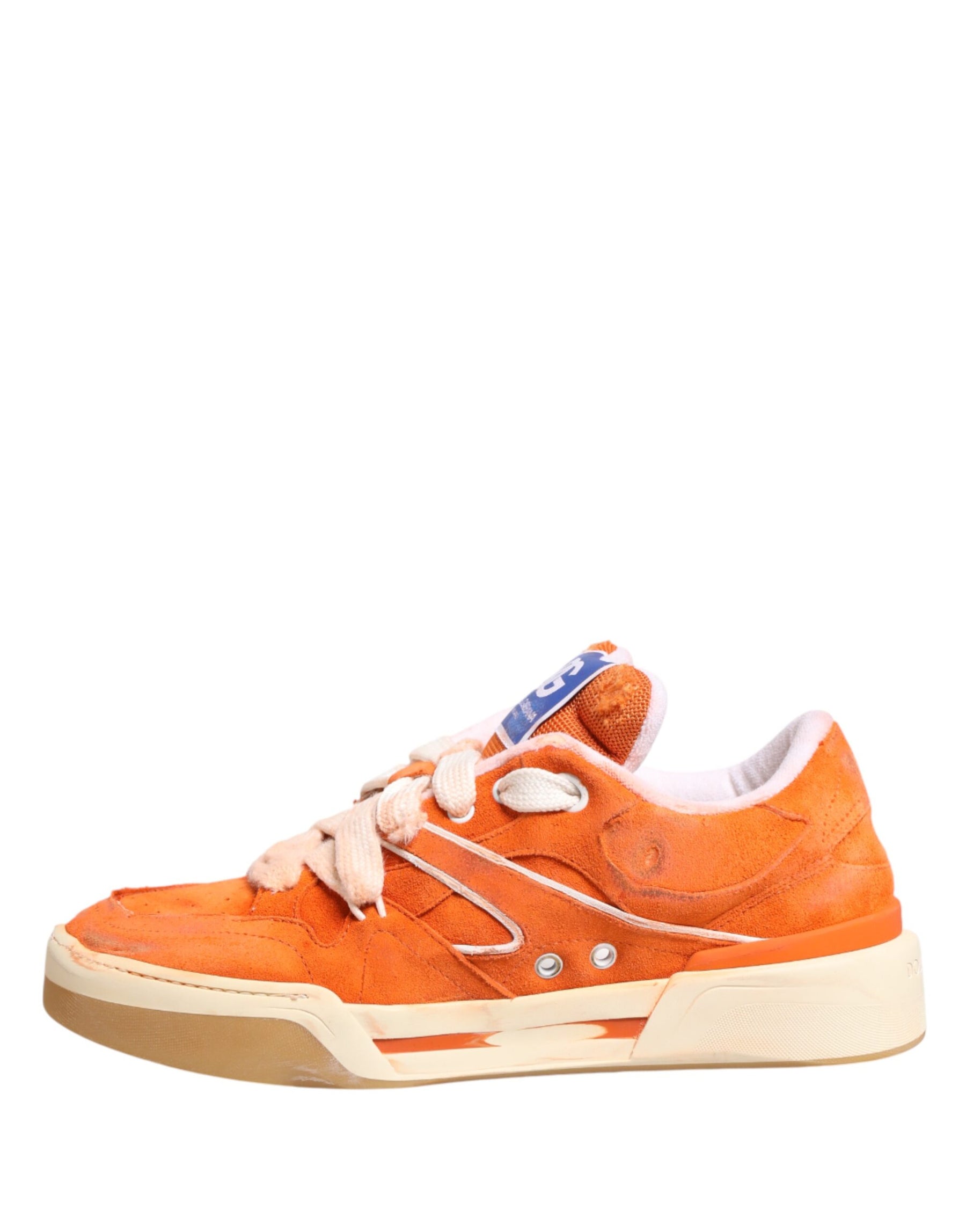Dolce & Gabbana Orange Suede New Roma Low Top Sneakers Shoes | Regal Royce