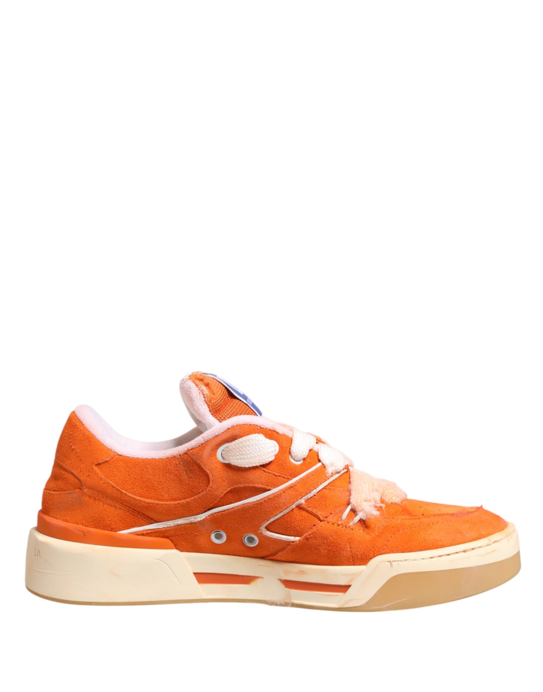 Dolce & Gabbana Orange Suede New Roma Low Top Sneakers Shoes | Regal Royce