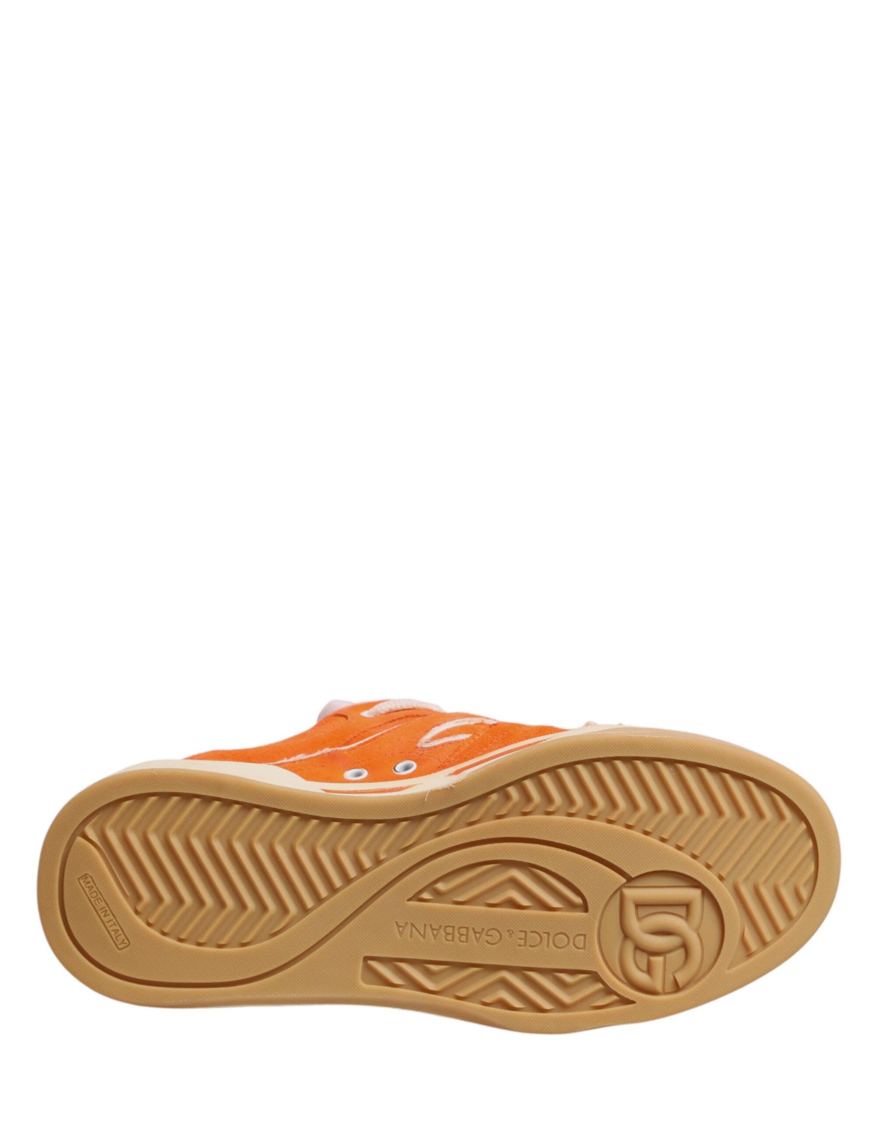 Dolce & Gabbana Orange Suede New Roma Low Top Sneakers Shoes | Regal Royce