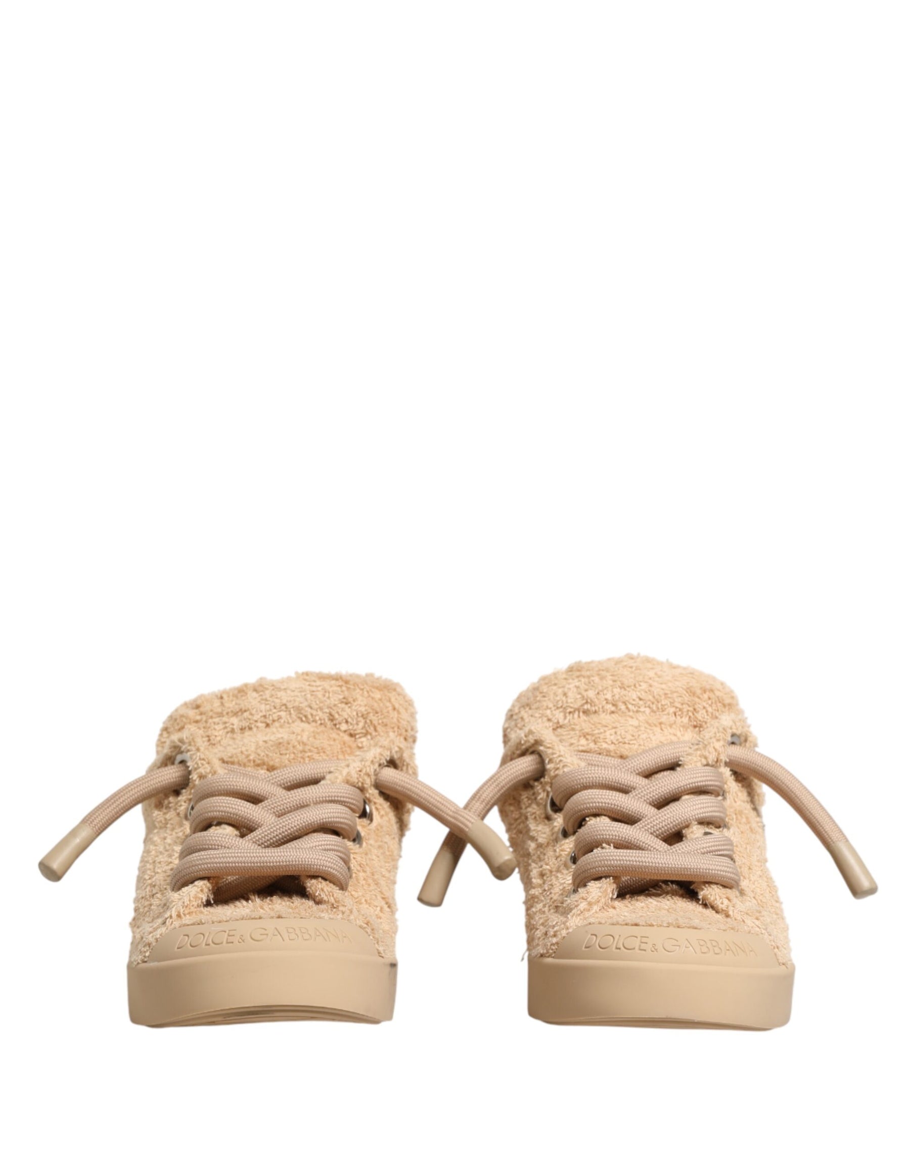 Dolce & Gabbana Shoes Beige Faux Shearling Low Top Sneakers | Regal Royce