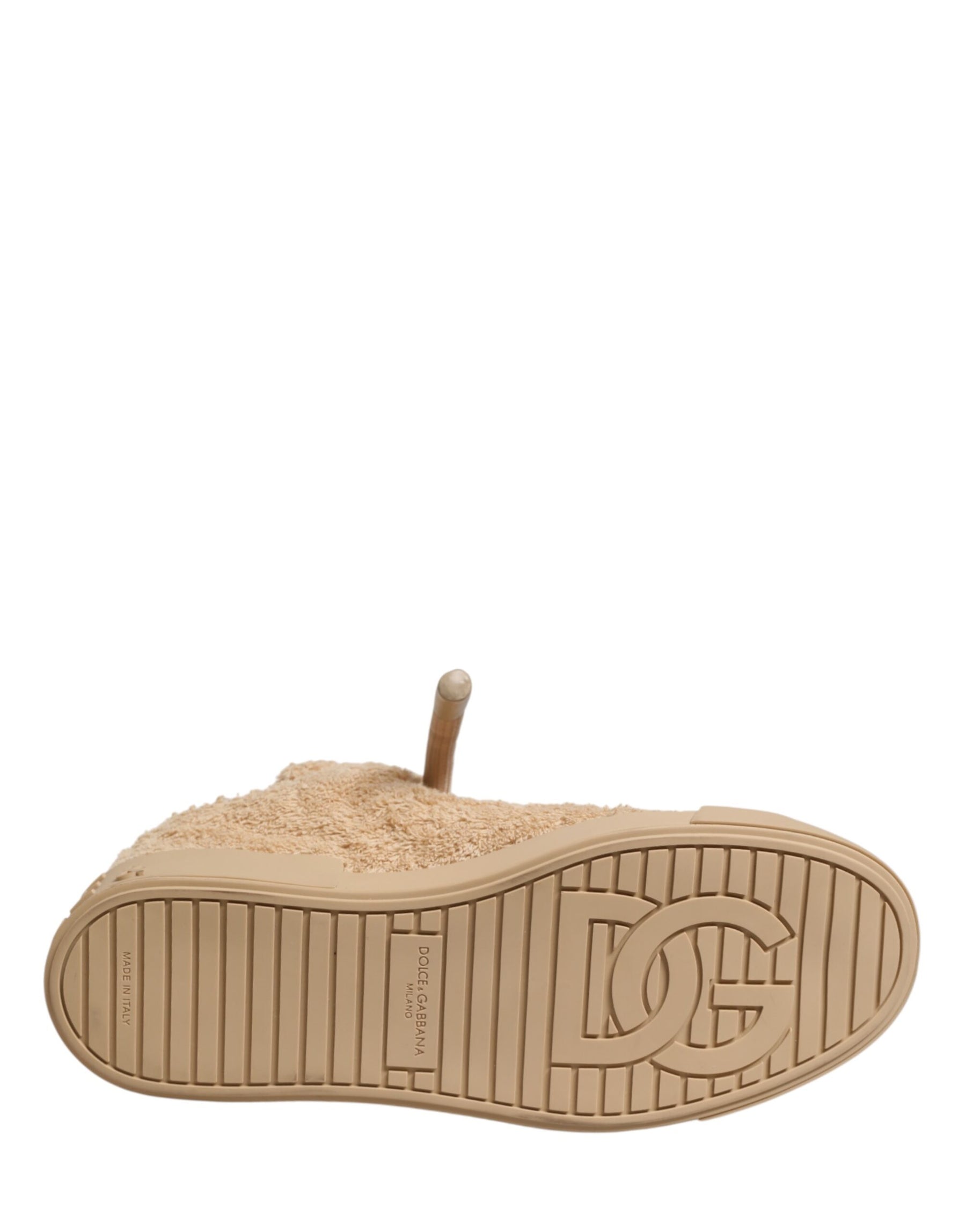 Dolce & Gabbana Shoes Beige Faux Shearling Low Top Sneakers | Regal Royce