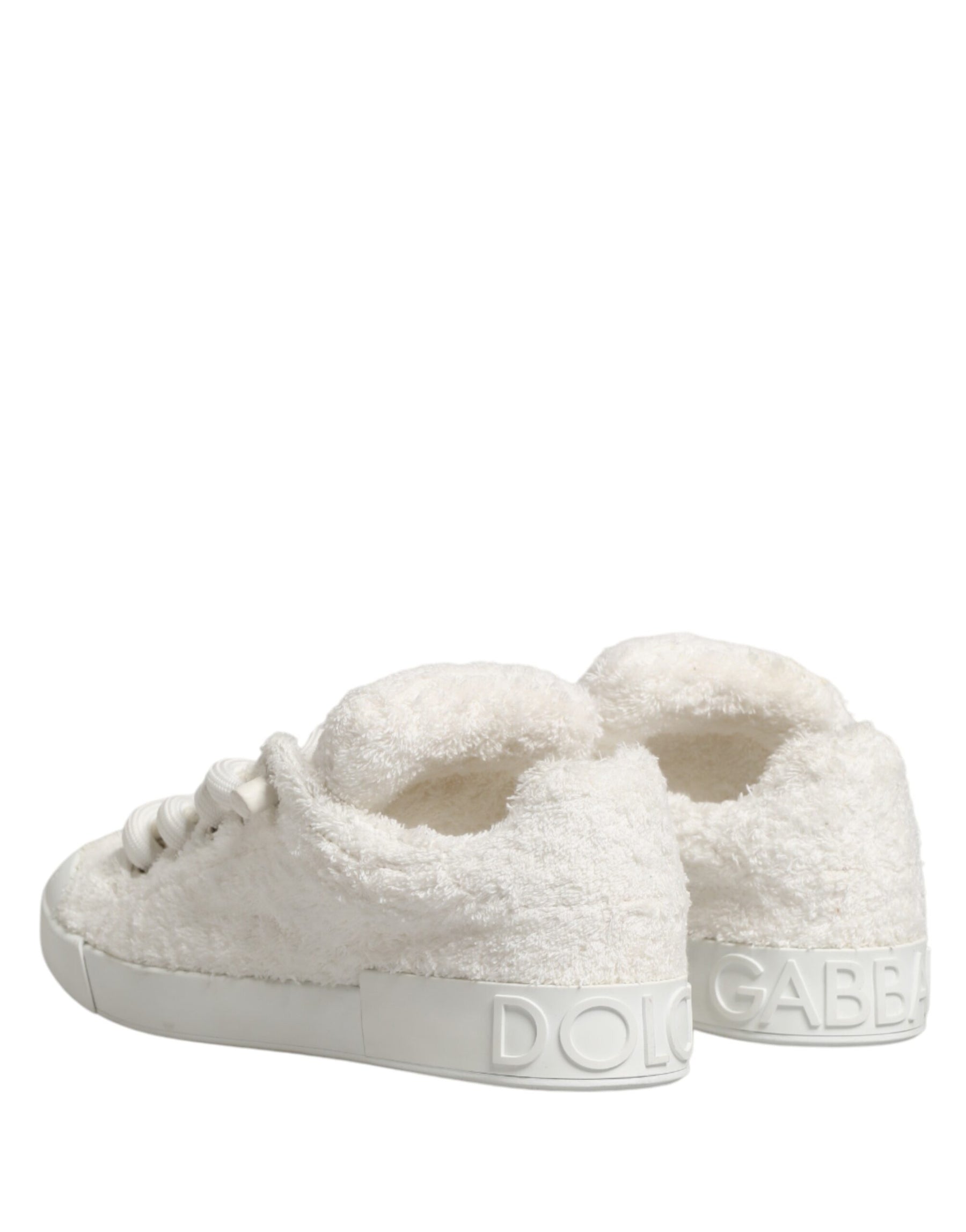 Dolce & Gabbana White Faux Shearling Low Top Sneakers  Shoes | Regal Royce