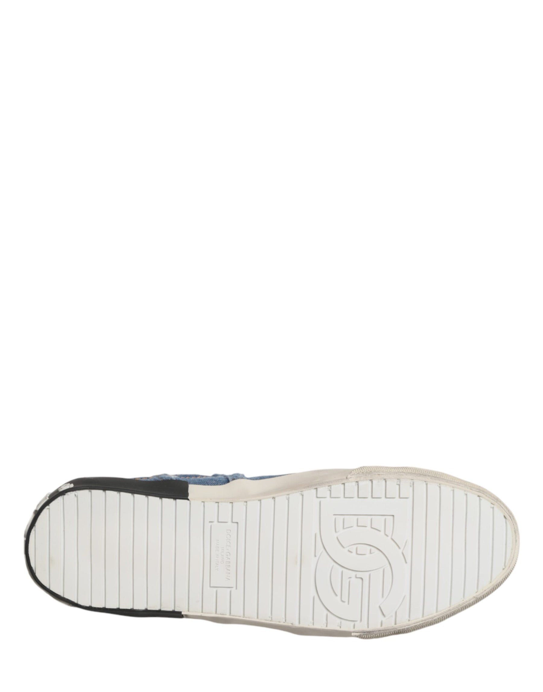 Dolce & Gabbana Blue Distressed Denim Low Top Sneakers Shoes | Regal Royce