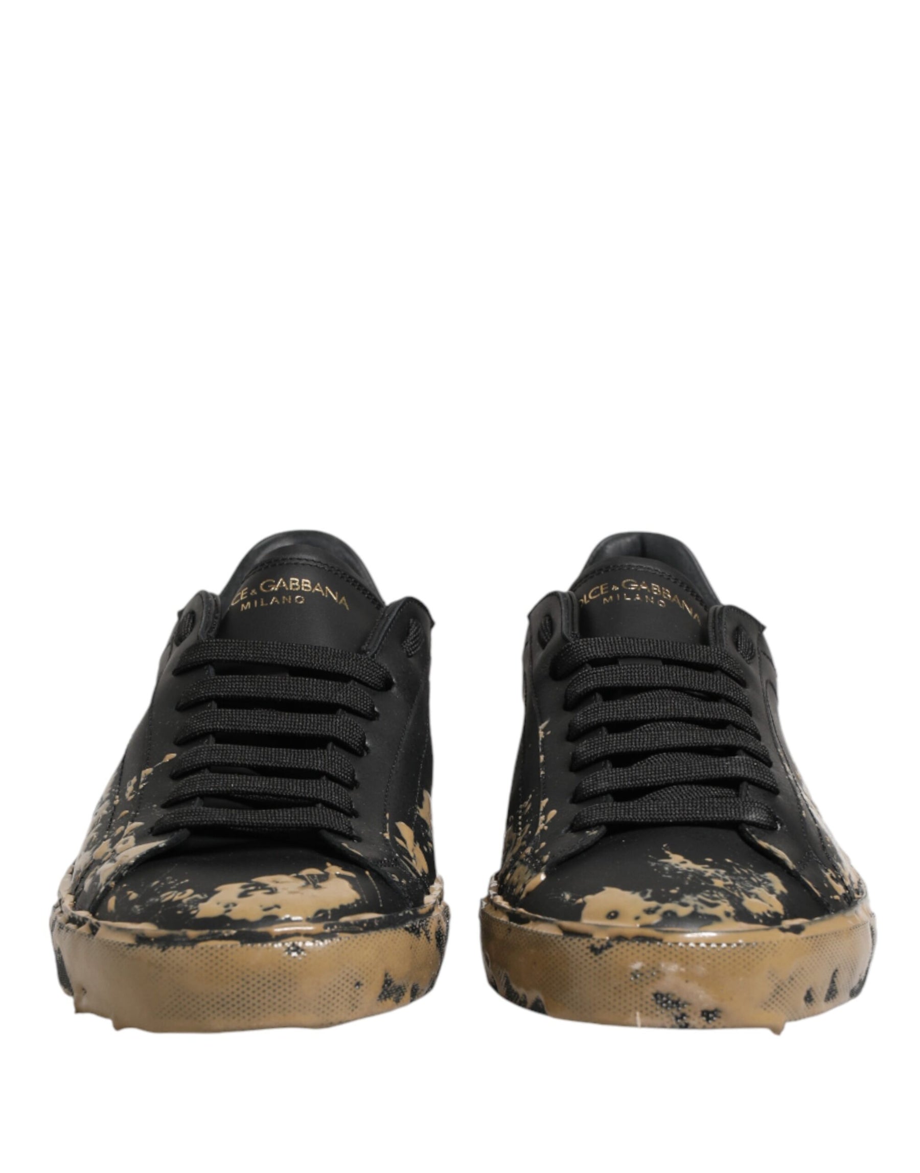 Dolce & Gabbana Black Portofino Mud Effect Low Top Sneakers Shoes | Regal Royce