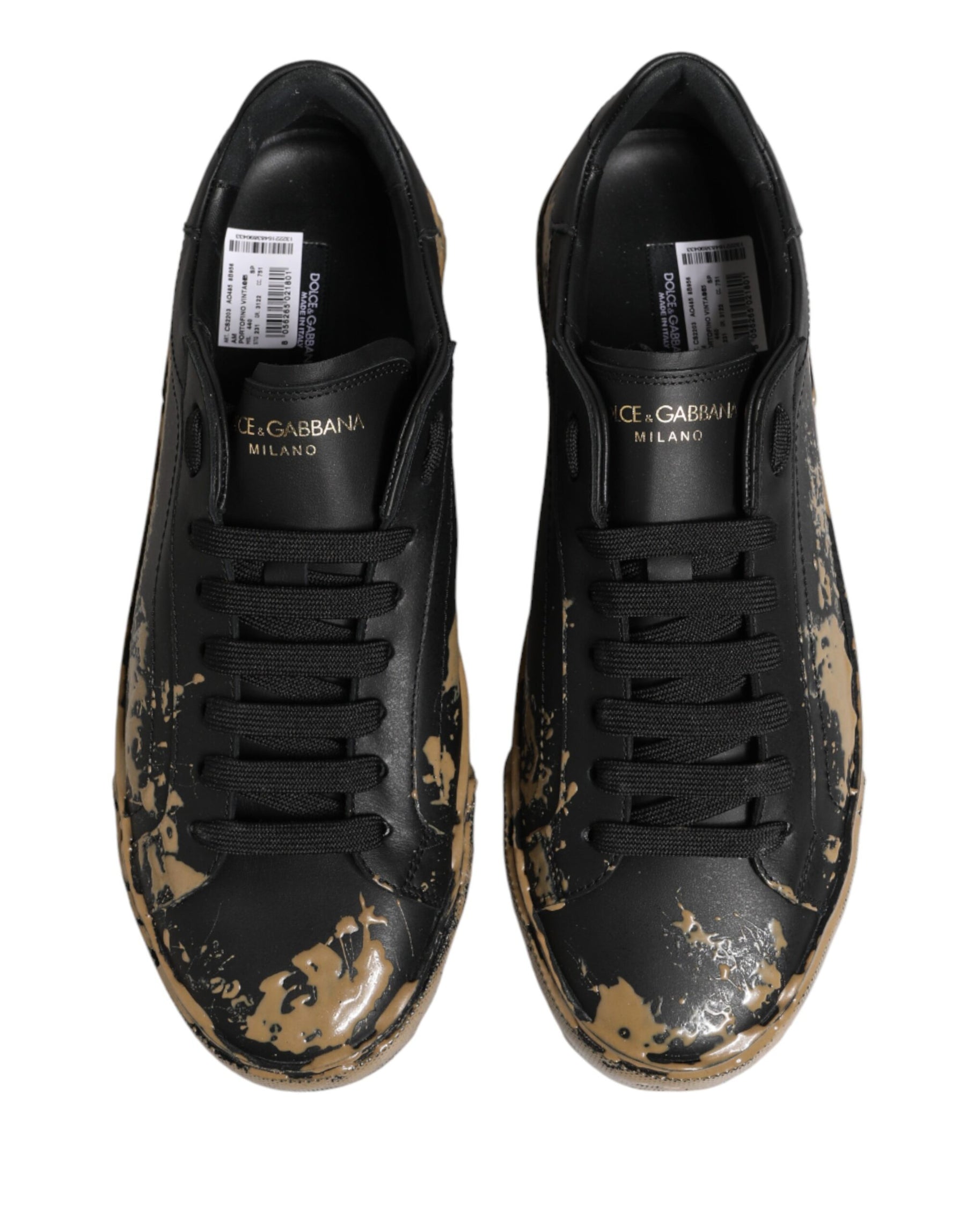 Dolce & Gabbana Black Portofino Mud Effect Low Top Sneakers Shoes | Regal Royce