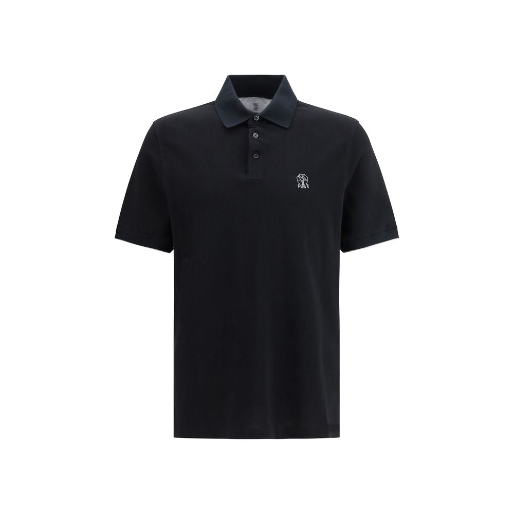 Brunello Cucinelli Black Cotton Polo Shirt | Regal Royce