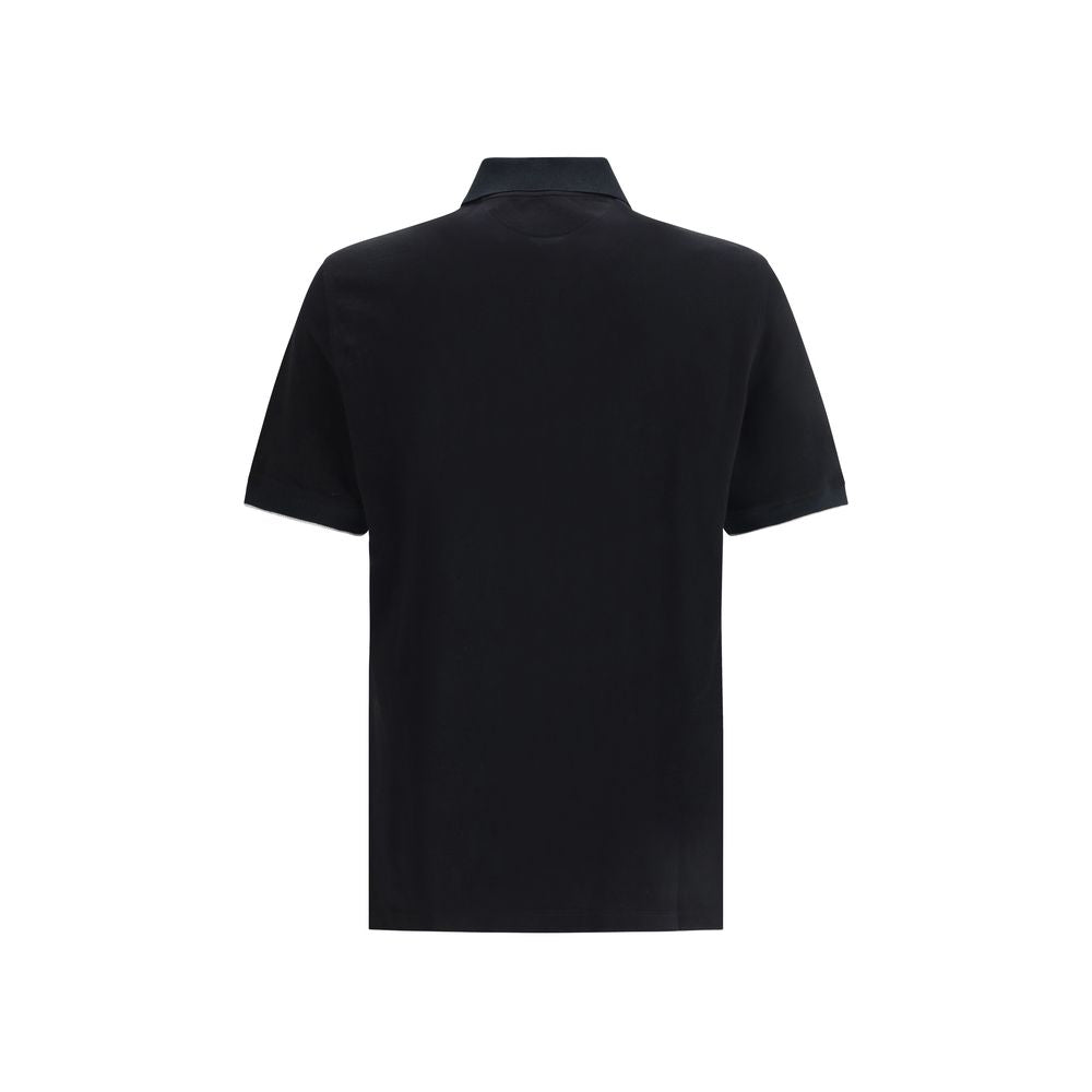 Brunello Cucinelli Black Cotton Polo Shirt | Regal Royce