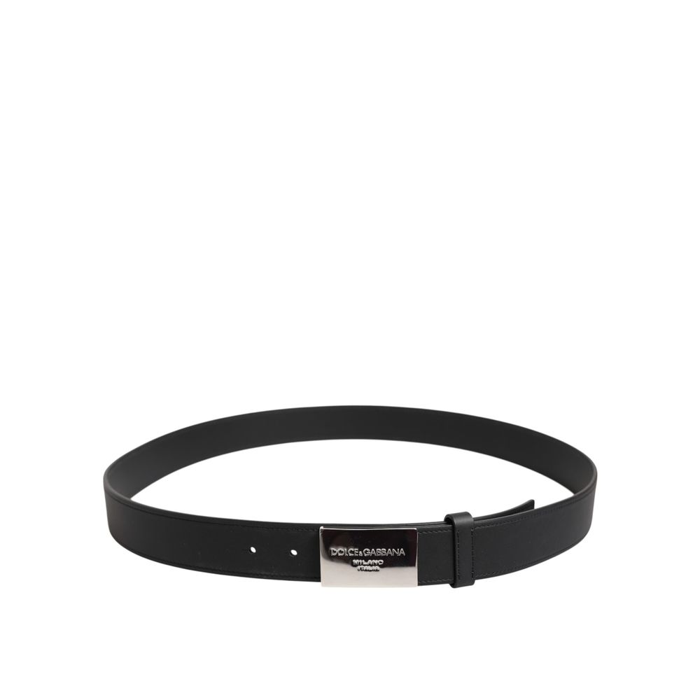 Dolce & Gabbana Black Calfskin Regular Belt | Regal Royce