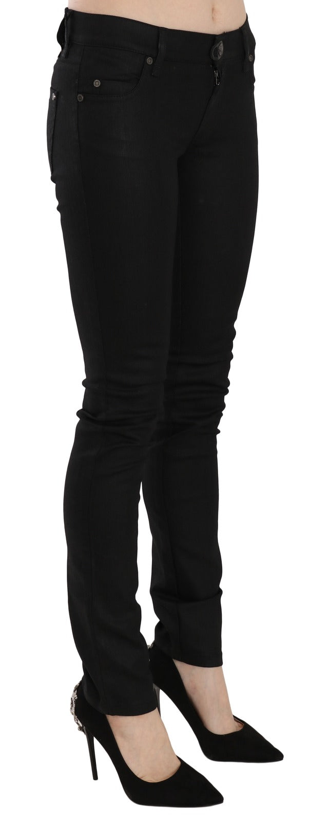 PLEIN SUD Cotton Black Mid Waist Skinny Denim Jeans | Regal Royce