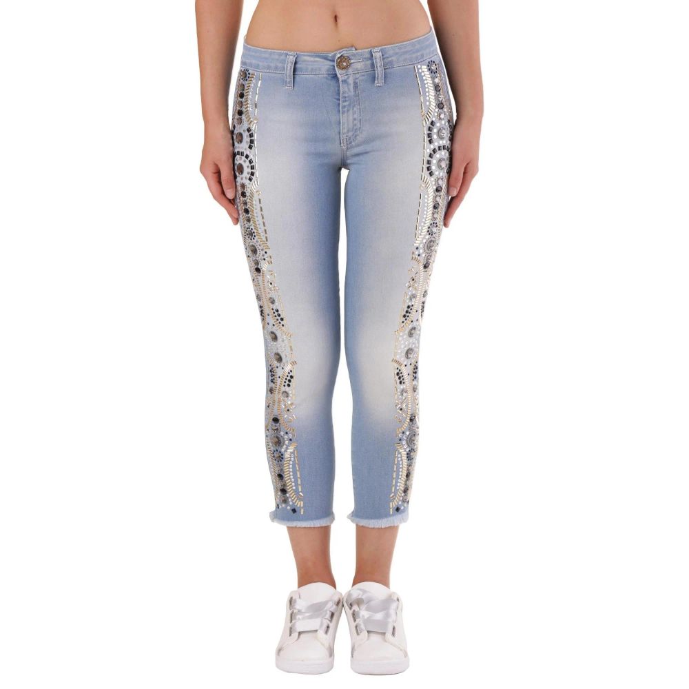 Met Blue Cotton Cropped Jeans | Regal Royce